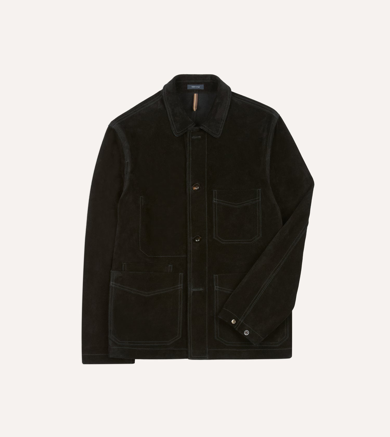 Drake's by A. Levine Black Heavyweight Suede Five-Pocket Chore Jacket