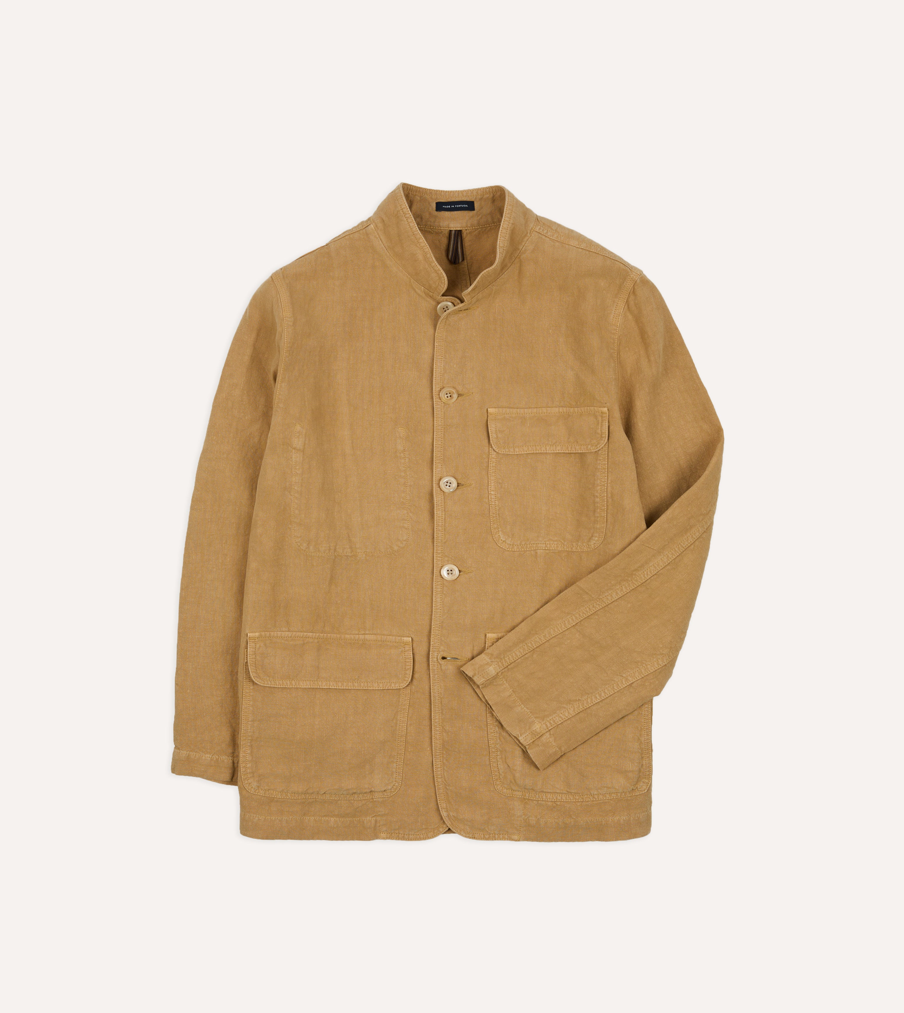 DAN Canvas Forestiere Jacket‐TAUPE Sand Linen Forestière Jacket – Drakes US