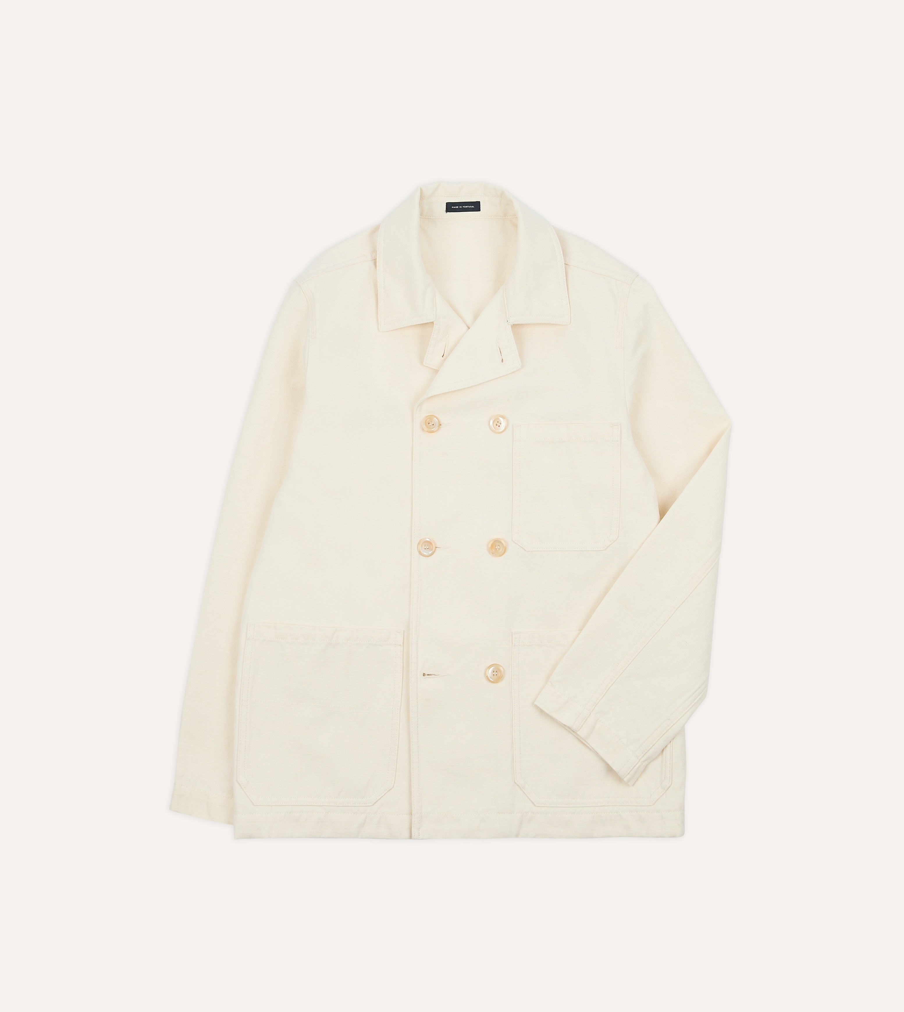 ジャケット・アウター PC BELLE EPOQUE LINEN DOUBLE COAT Ecru Cotton-Linen Double-Breasted Chore Coat – Drakes US
