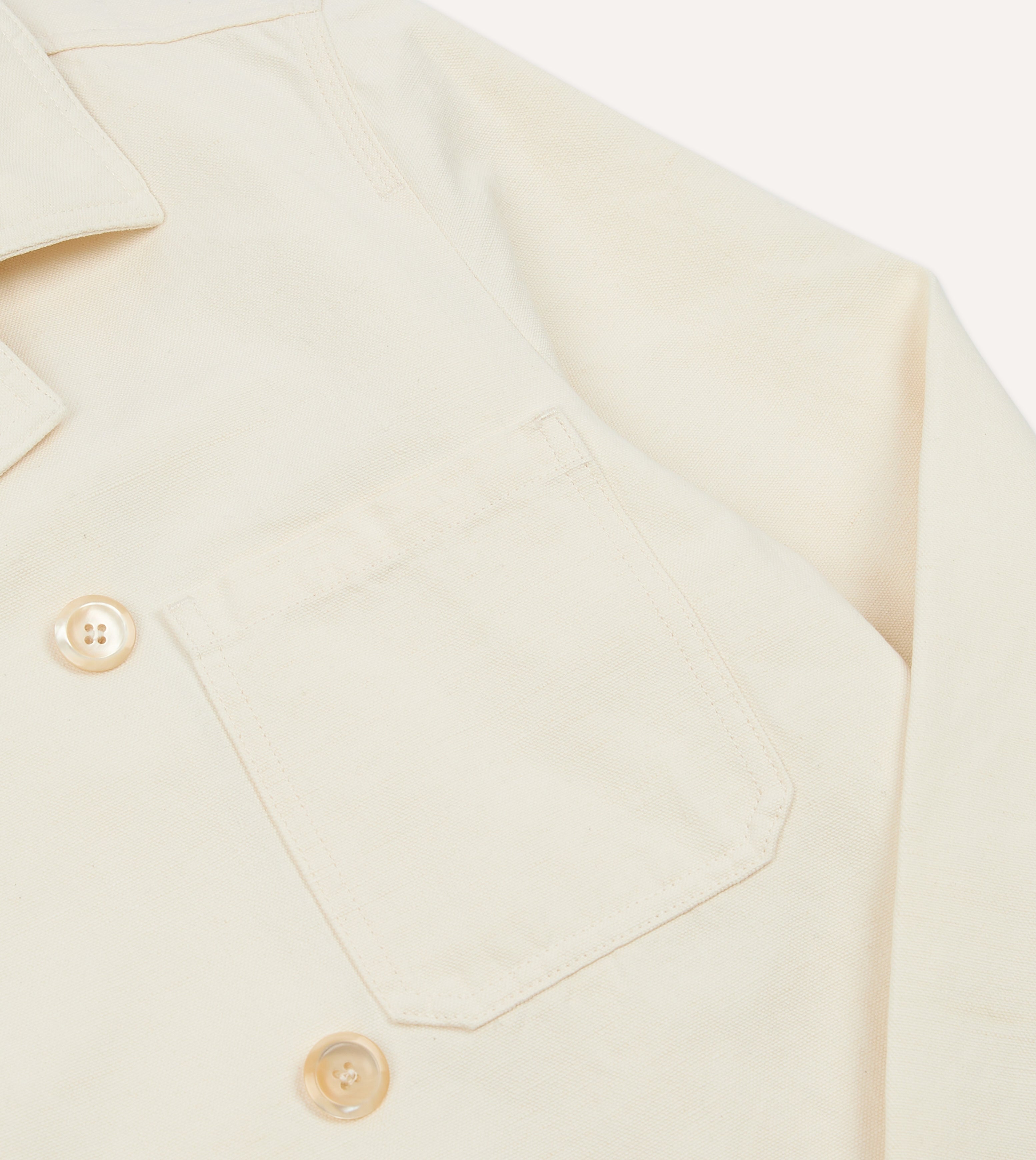 Ecru Cotton-Linen Double-Breasted Chore Coat – Drakes US