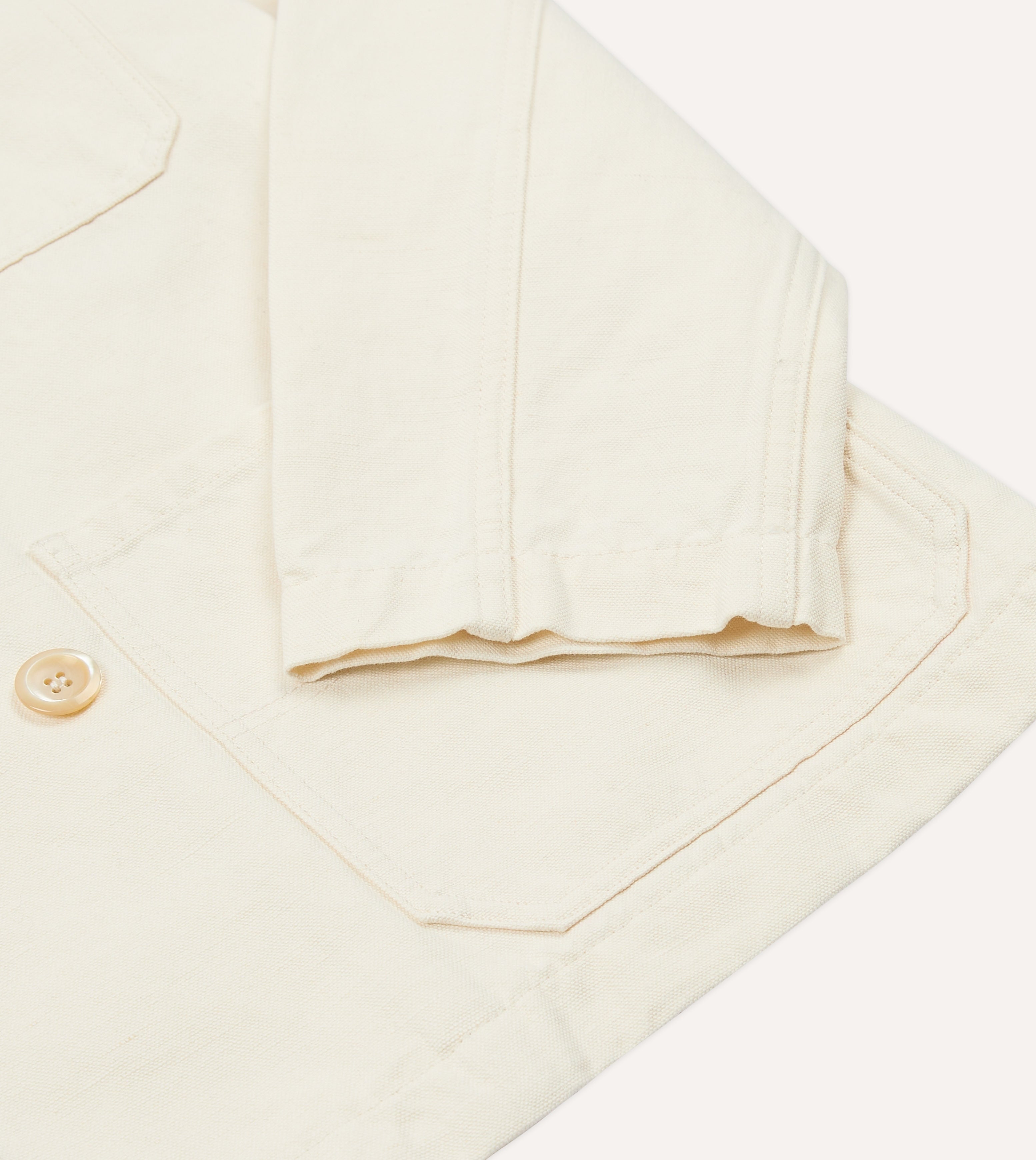 Ecru Cotton-Linen Double-Breasted Chore Coat – Drakes US
