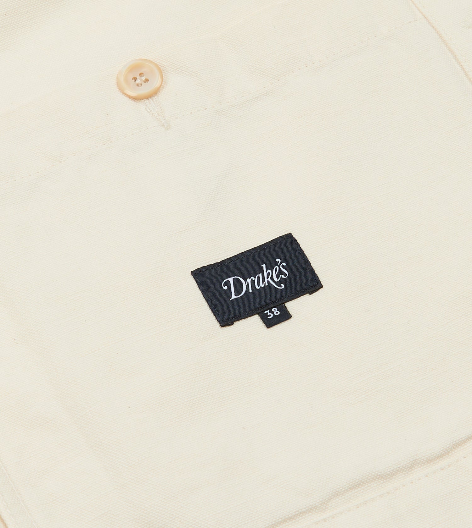 Ecru Cotton-Linen Double-Breasted Chore Coat