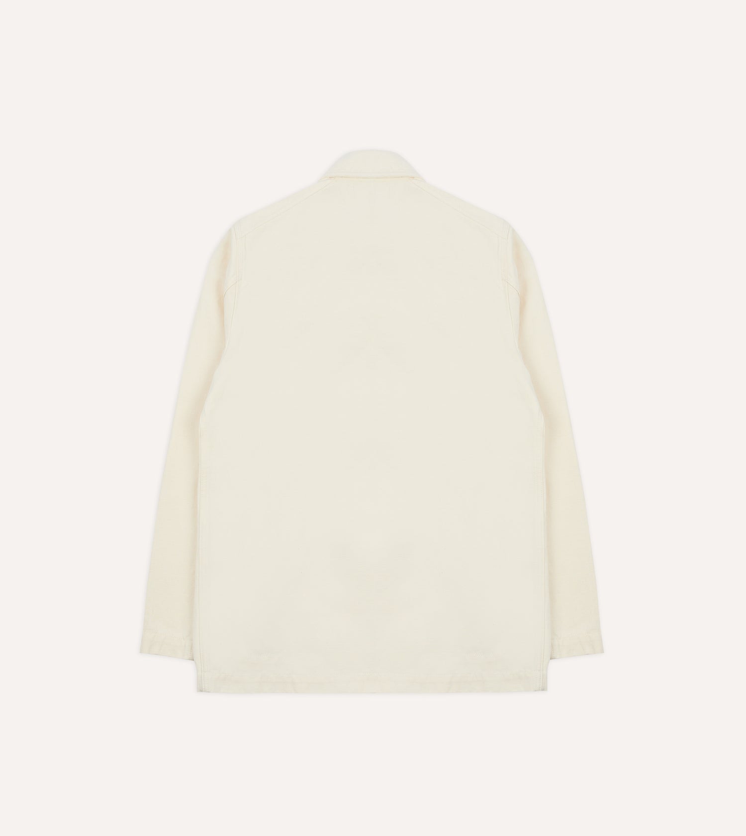 Ecru Cotton-Linen Double-Breasted Chore Coat