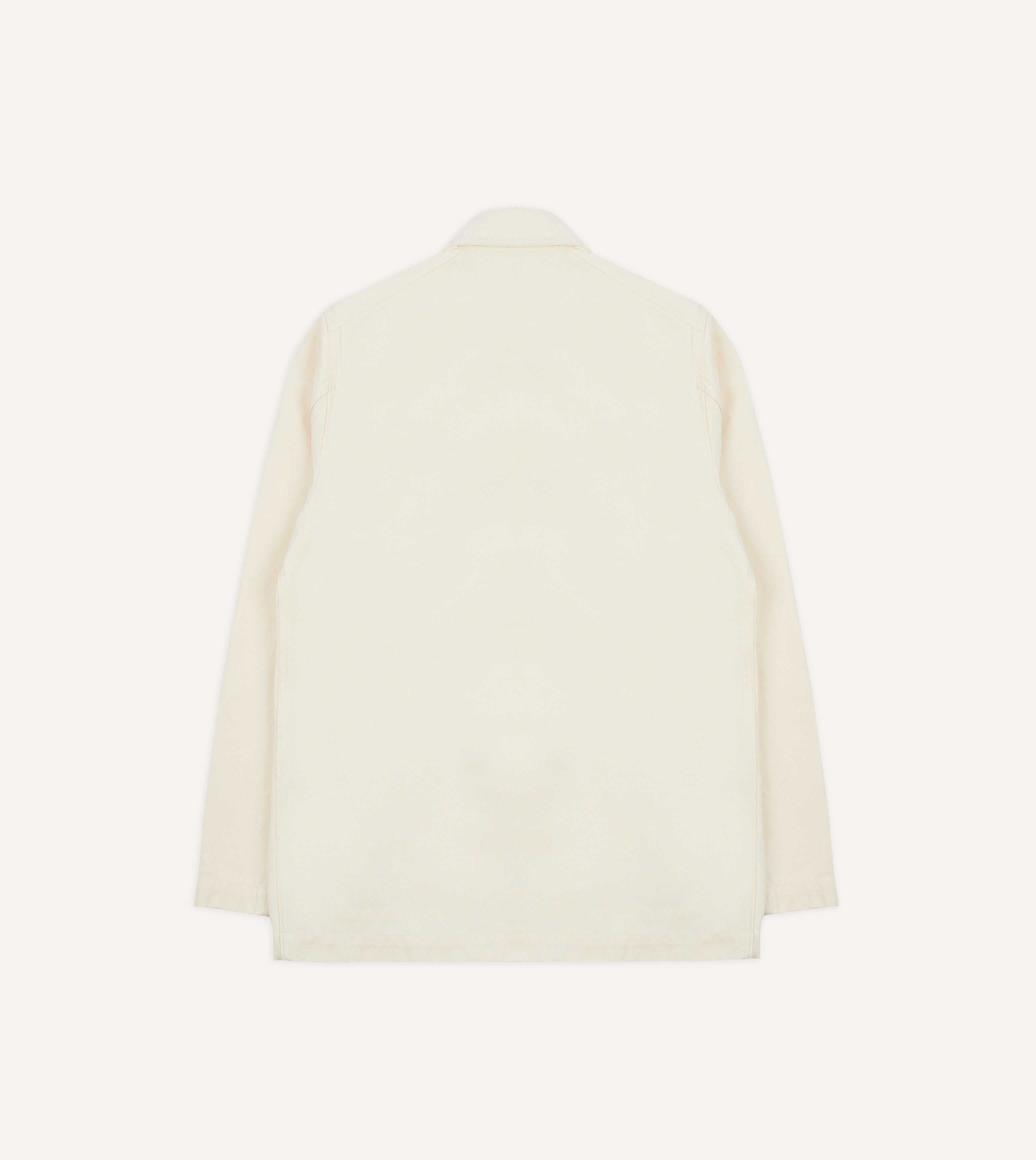 Ecru Cotton-Linen Double-Breasted Chore Coat