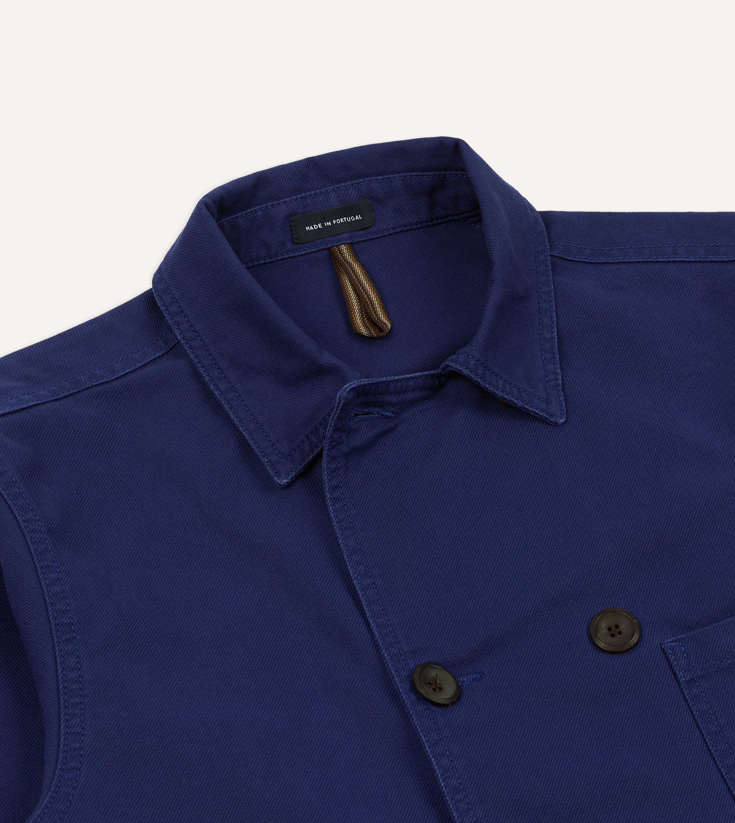 French Blue Cotton Serge Double-Breasted Chore Coat