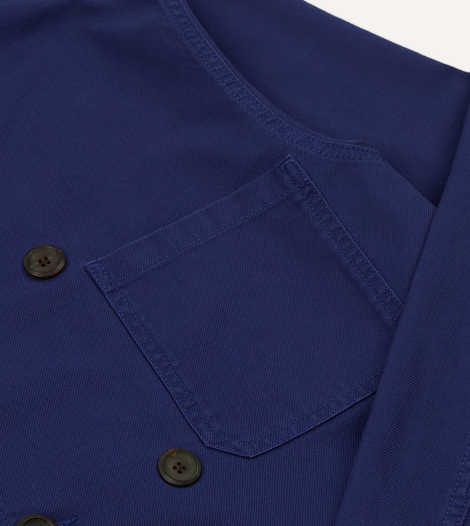 French Blue Cotton Serge Double-Breasted Chore Coat