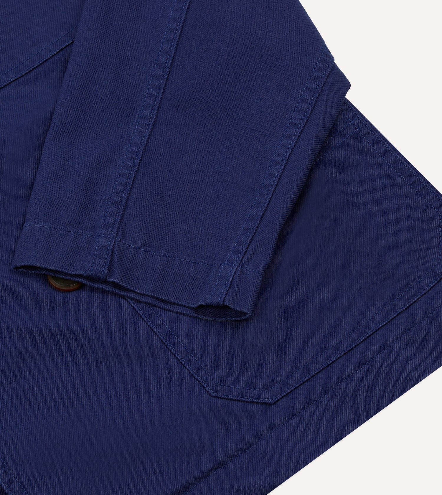 French Blue Cotton Serge Double-Breasted Chore Coat