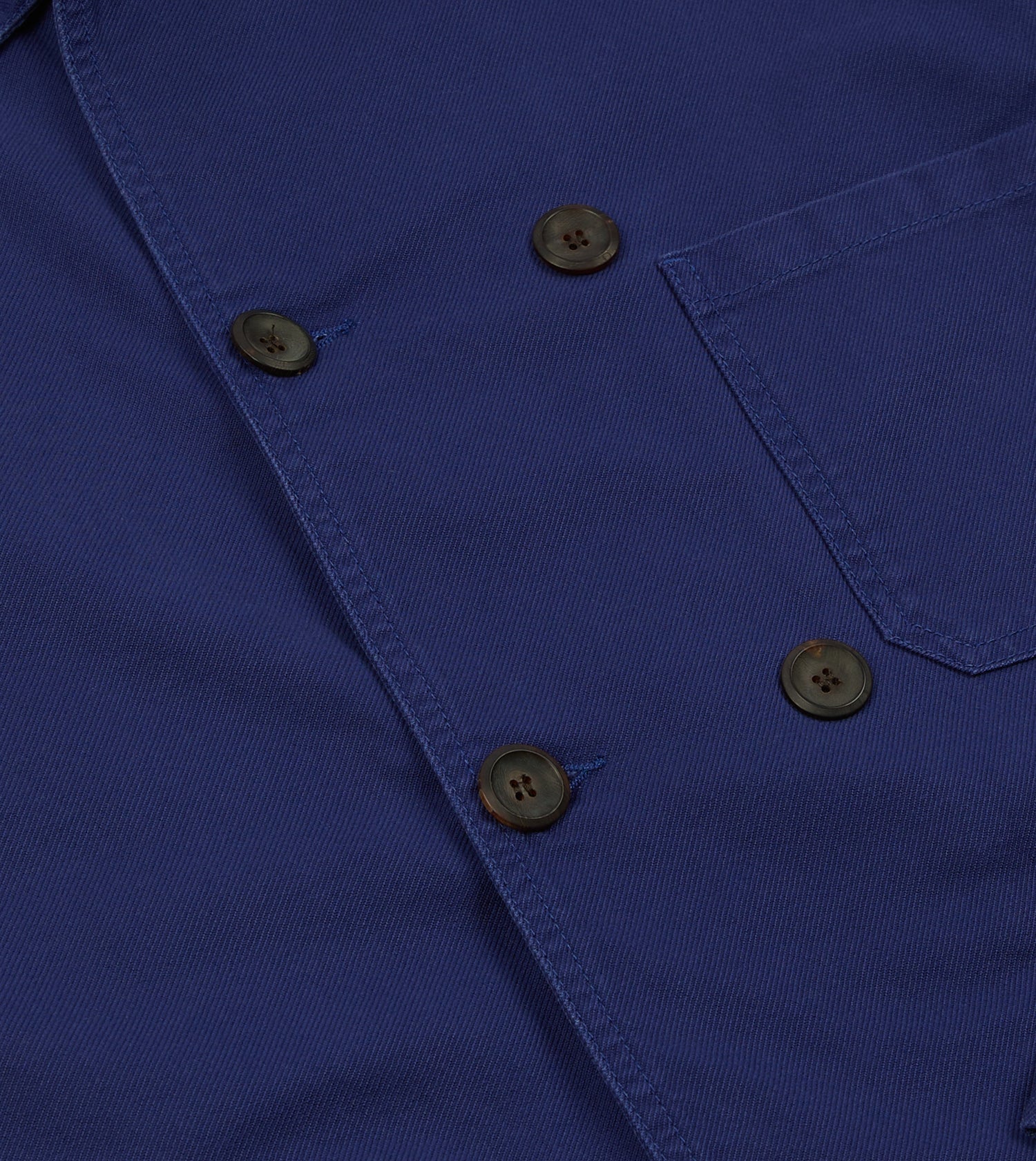 French Blue Cotton Serge Double-Breasted Chore Coat