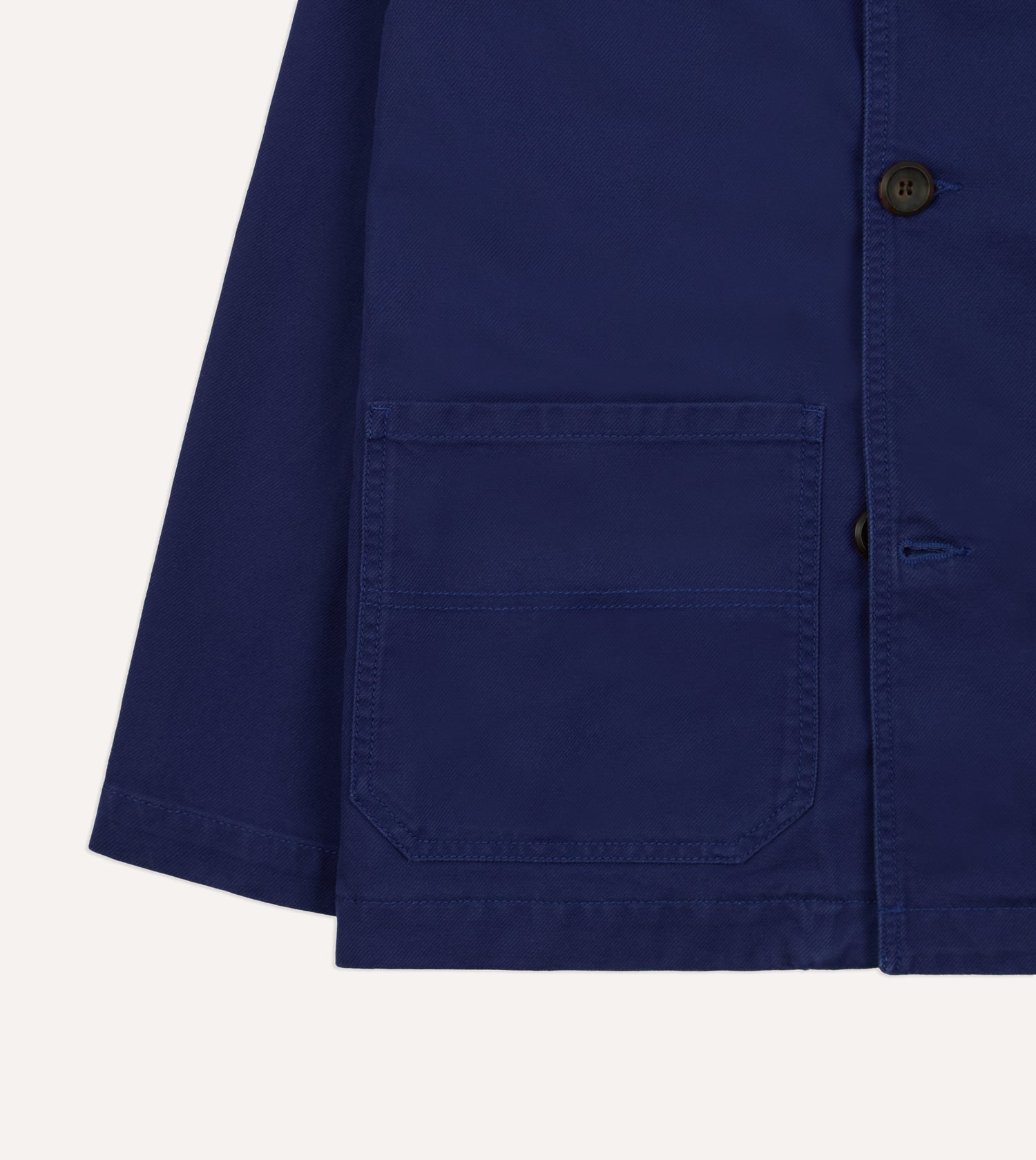 French Blue Cotton Serge Double-Breasted Chore Coat