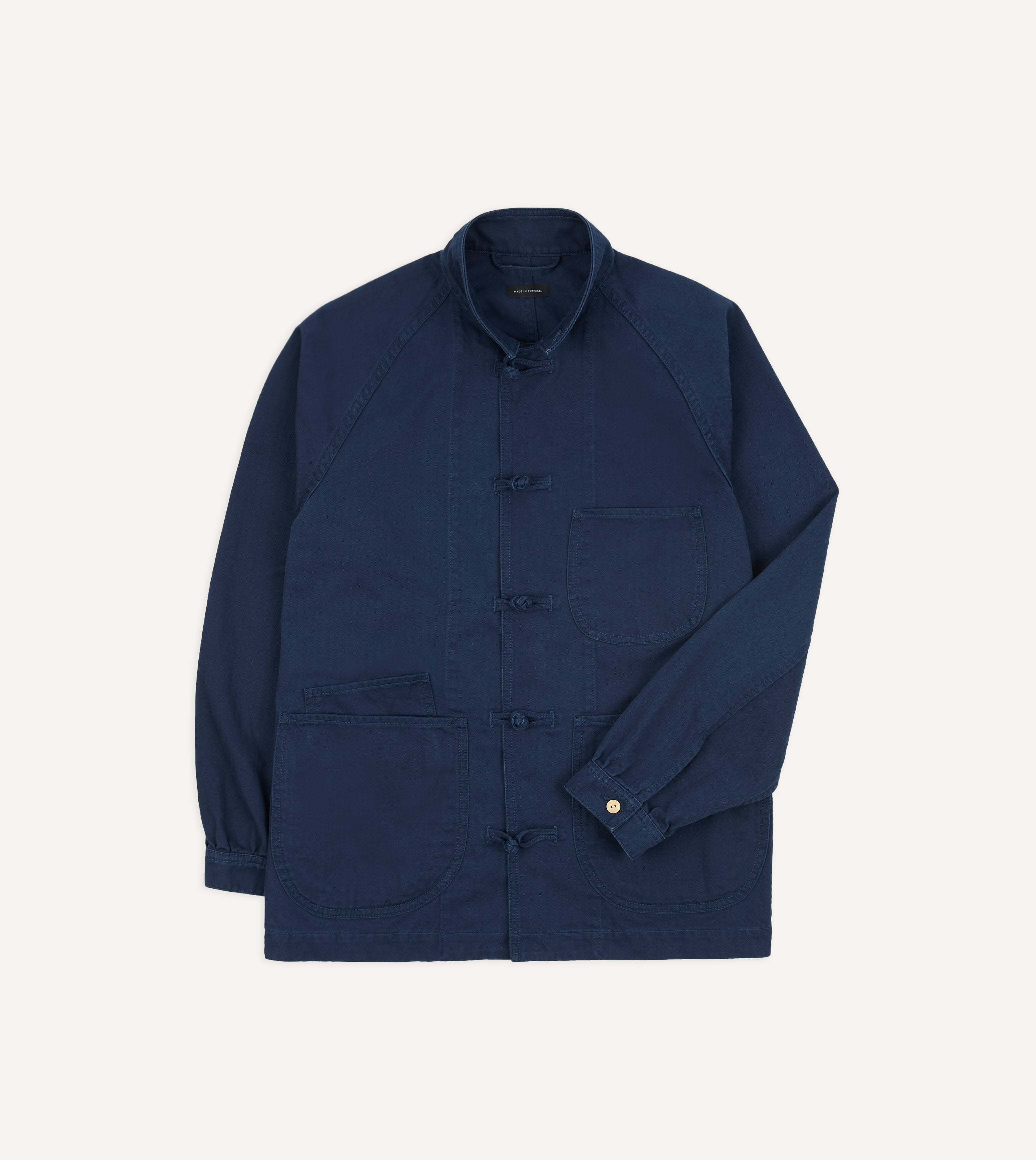 French Blue Herringbone Cotton Artist Chore Jacket – Drakes US