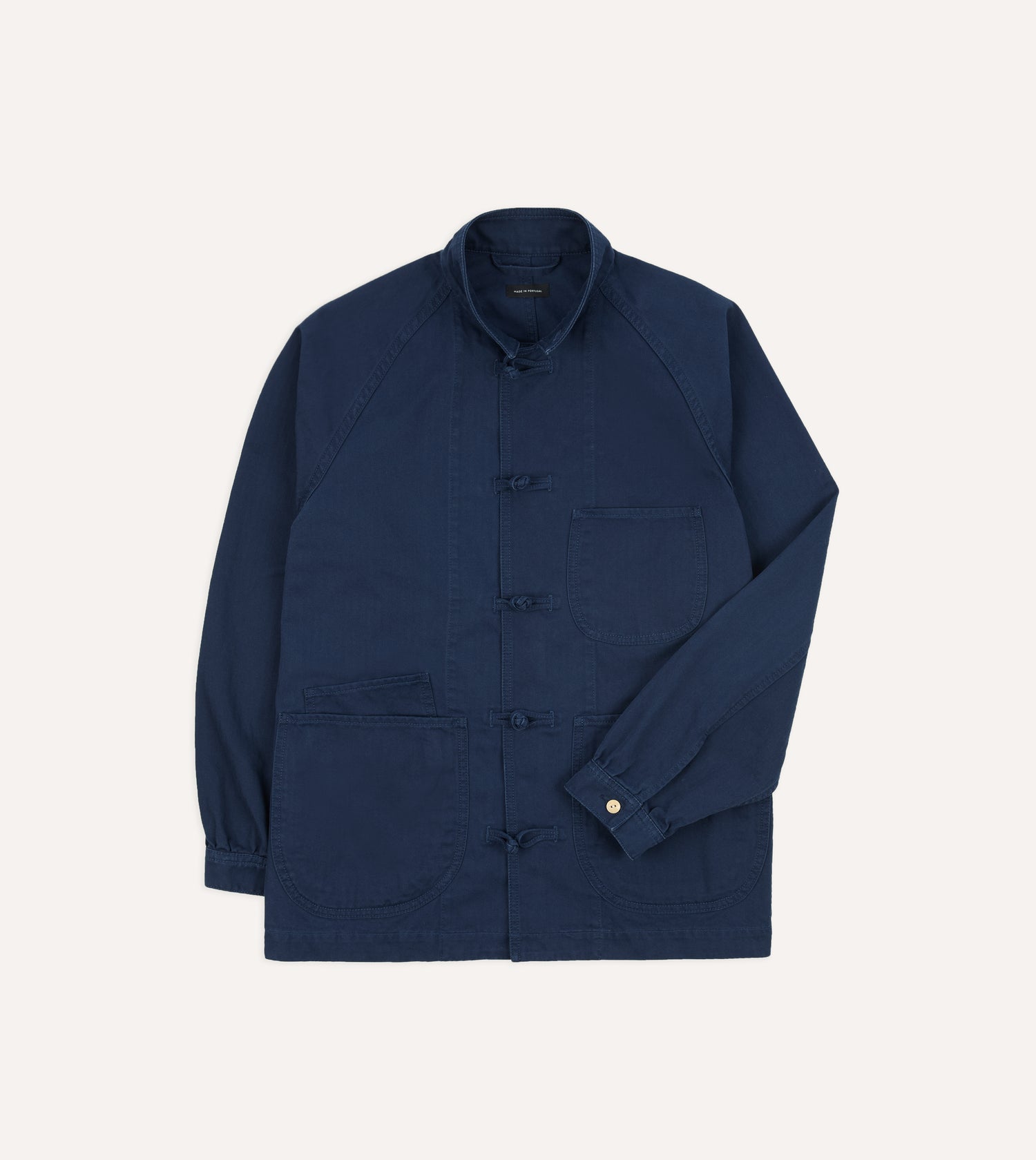 French Blue Herringbone Cotton Artist Chore Jacket