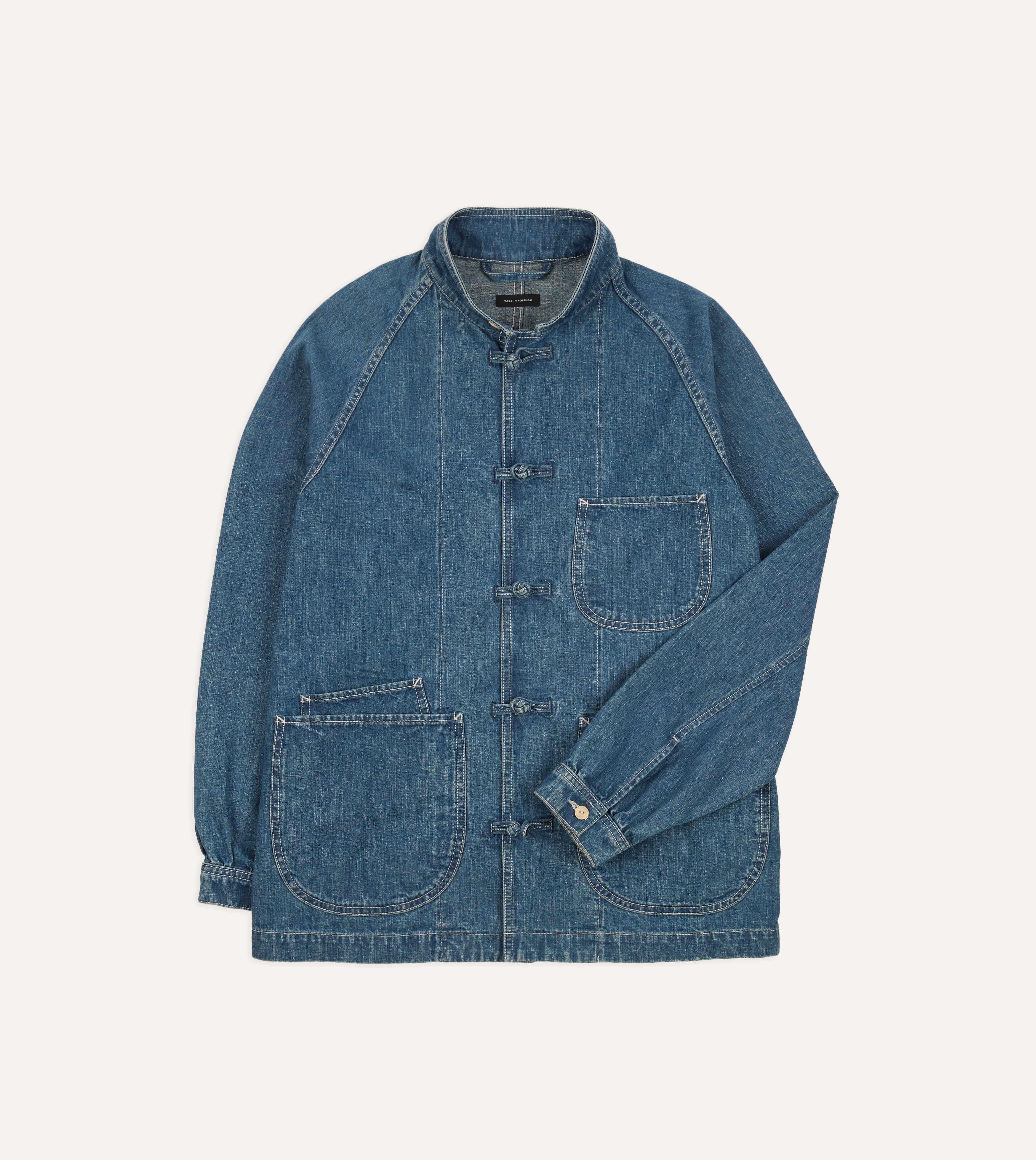 Stone Wash Selvedge Denim Artist Chore Jacket – Drakes US