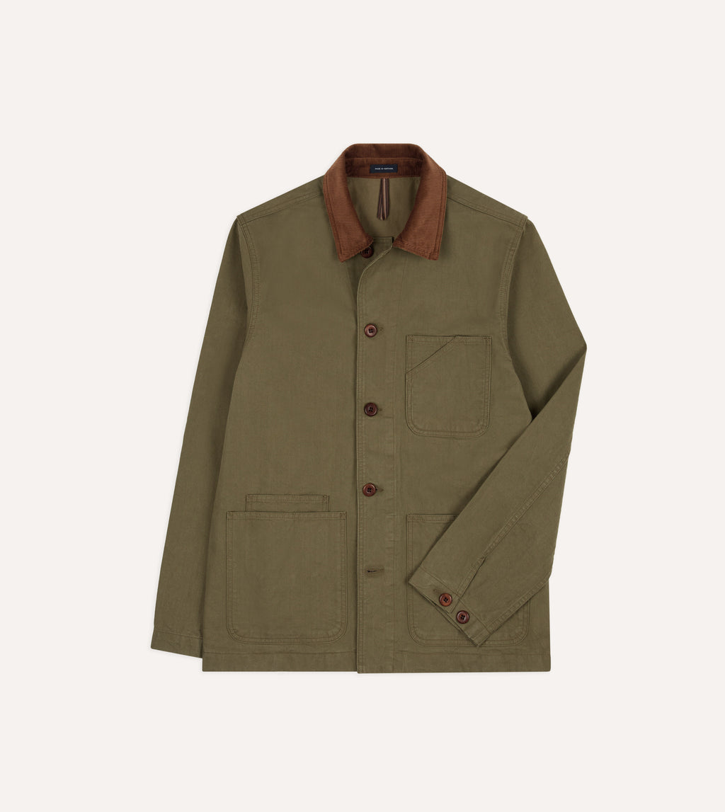 Khaki Cotton Twill Fatigue Jacket – Drakes US Khaki Cotton Twill Fatigue Jacket – Drakes US