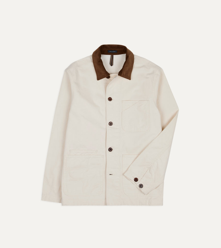 Ecru Cotton Twill Fatigue Jacket