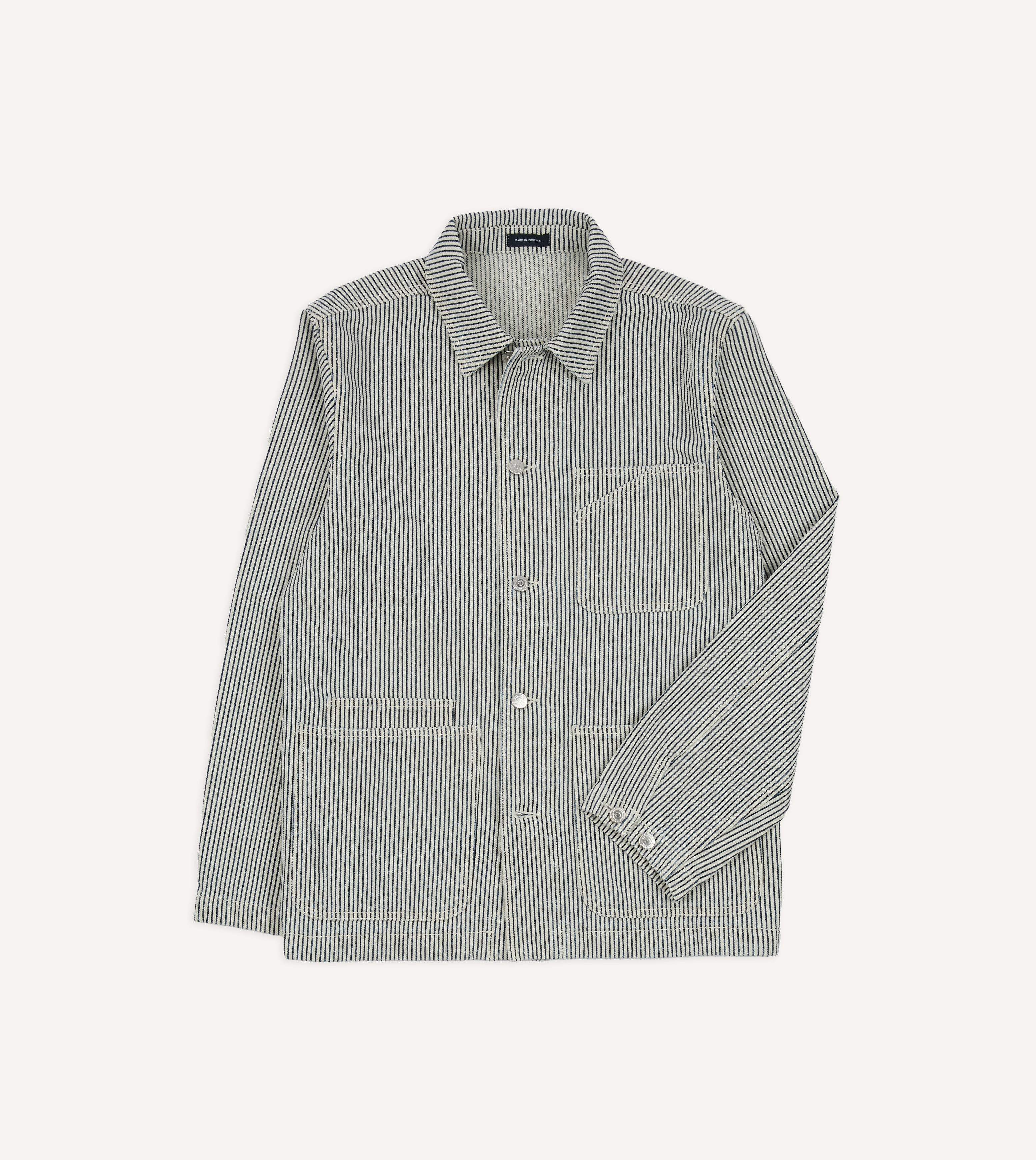 Indigo Stripe Cotton Fatigue Jacket