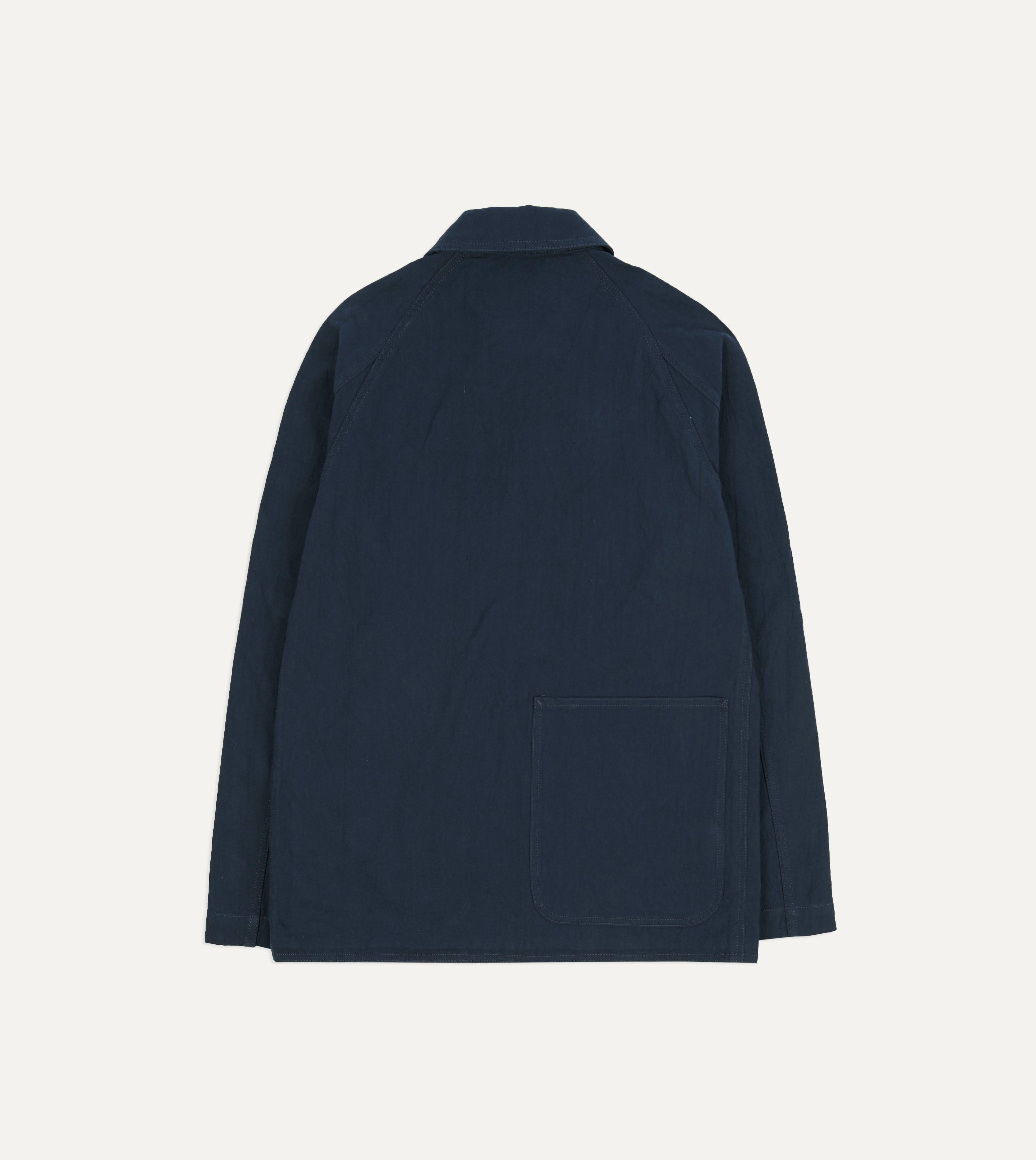 Navy Cotton-Linen Raglan Work Coat – Drakes US
