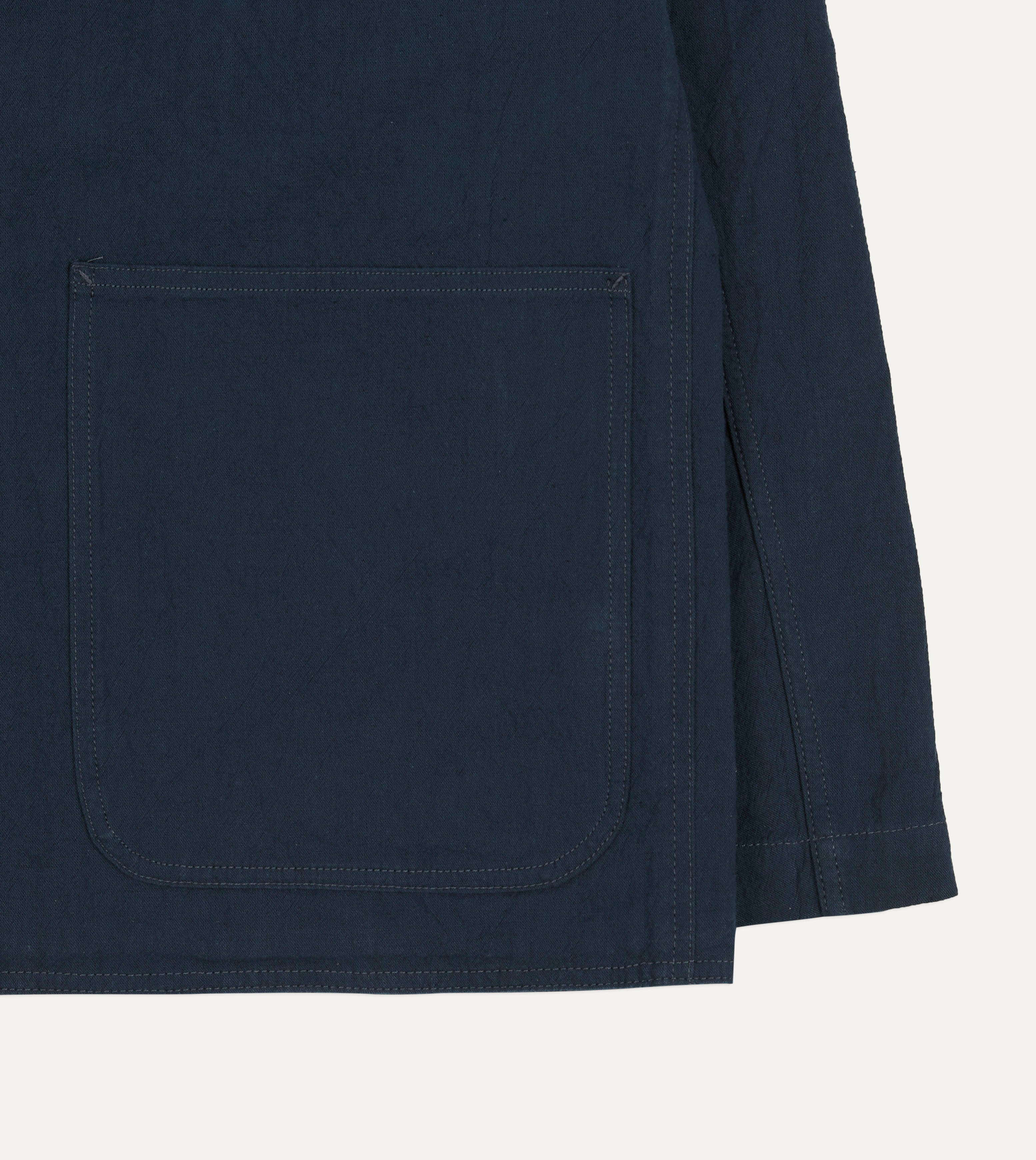 Navy Cotton-Linen Raglan Work Coat