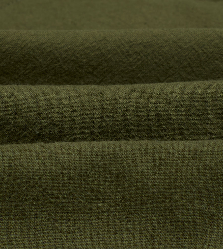 Green Cotton-Linen Raglan Work Coat