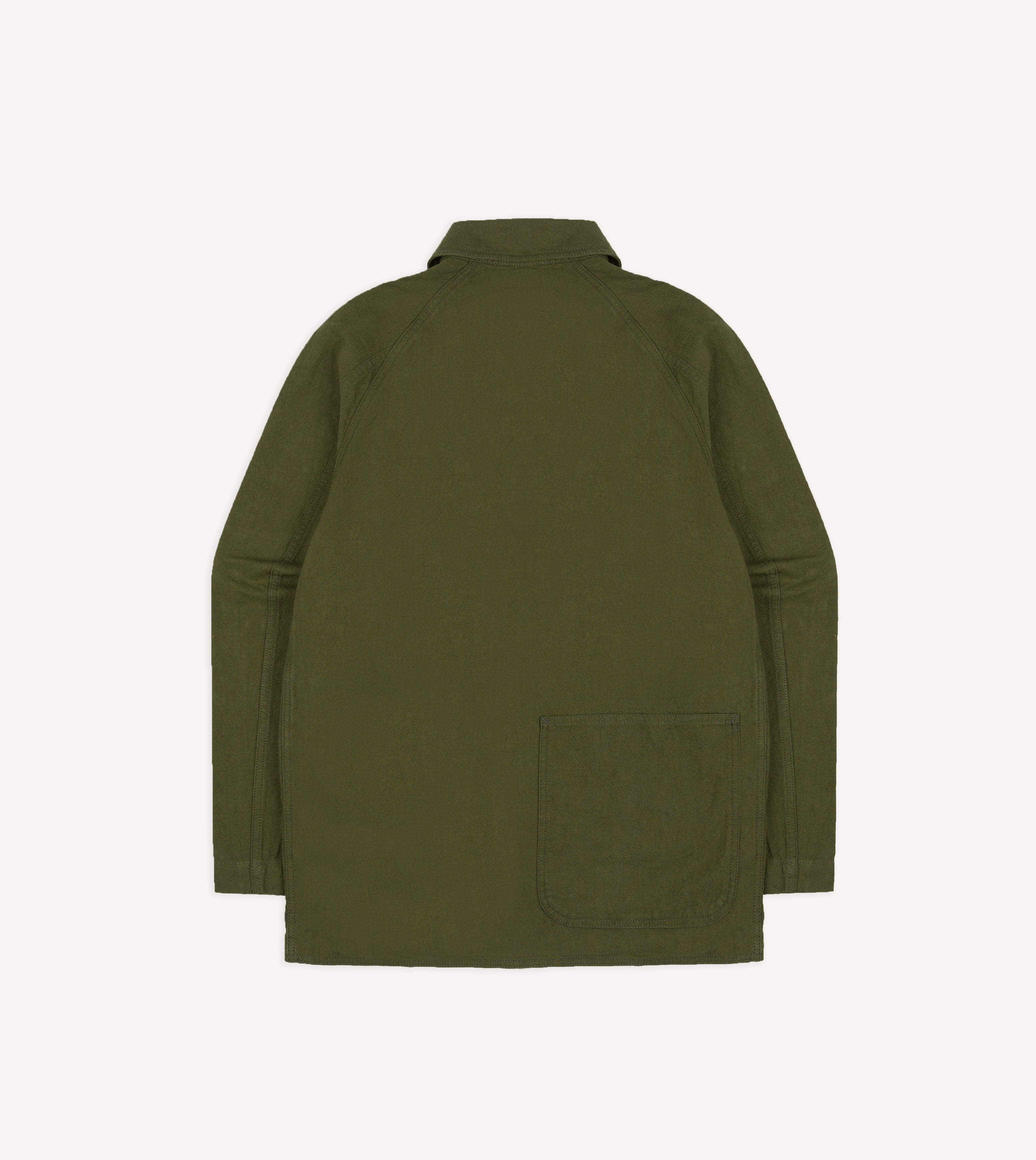 Green Cotton-Linen Raglan Work Coat
