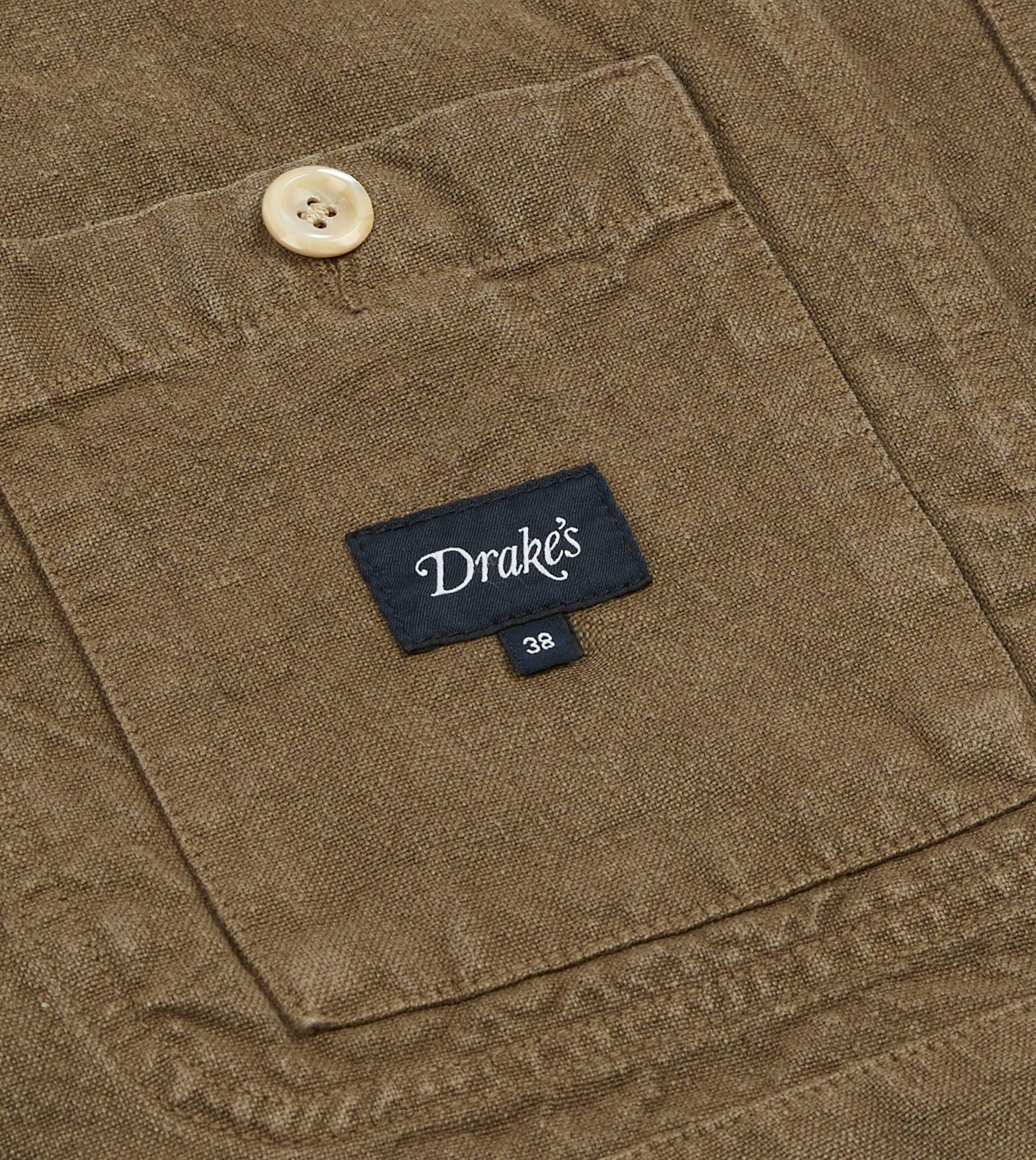 Brown Linen Five-Pocket Chore Jacket – Drakes US