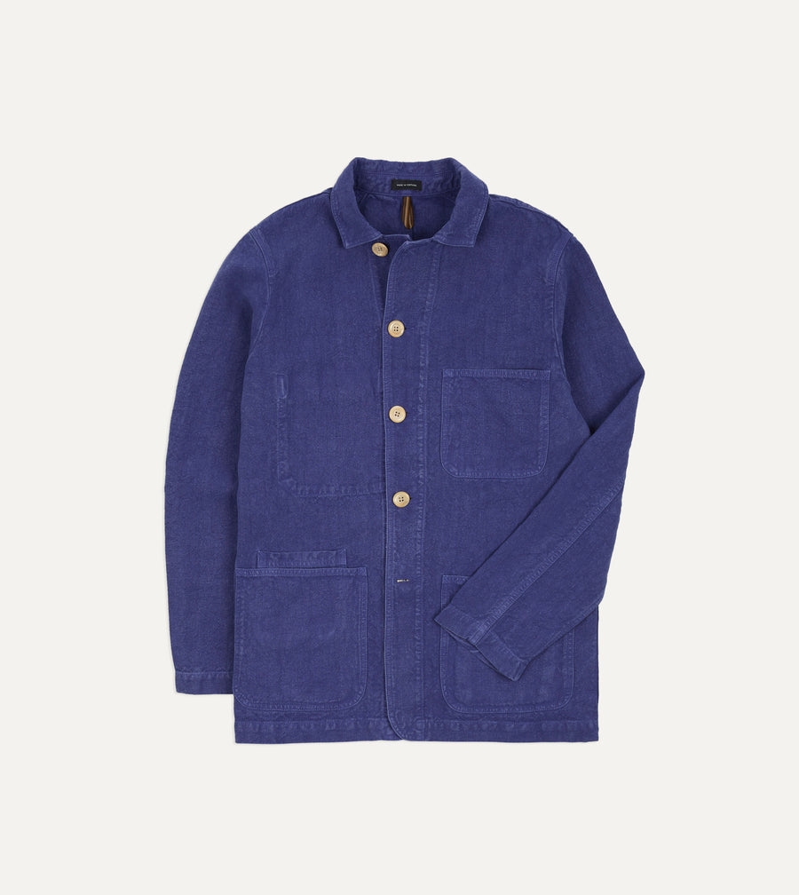 Blue Linen Five-Pocket Chore Jacket