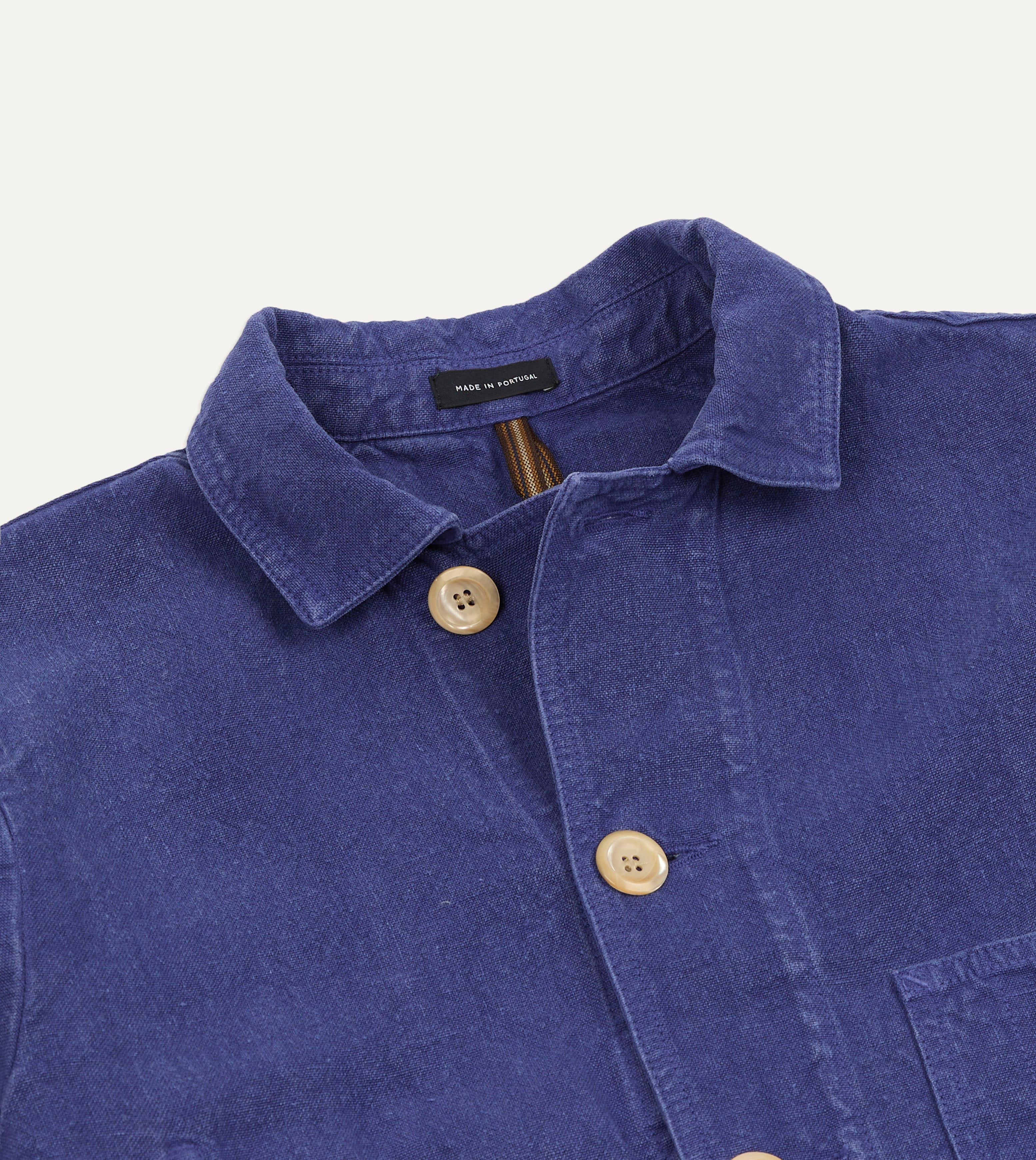 Blue Linen Five-Pocket Chore Jacket – Drakes US