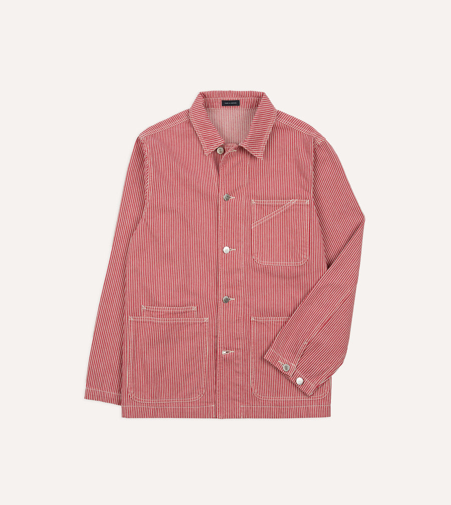 Red Stripe Cotton Fatigue Jacket