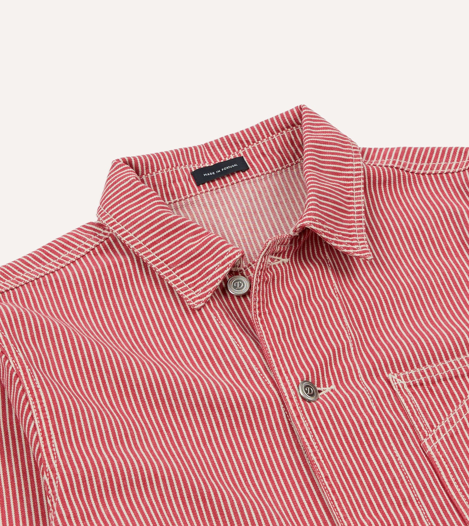 Red Stripe Cotton Fatigue Jacket