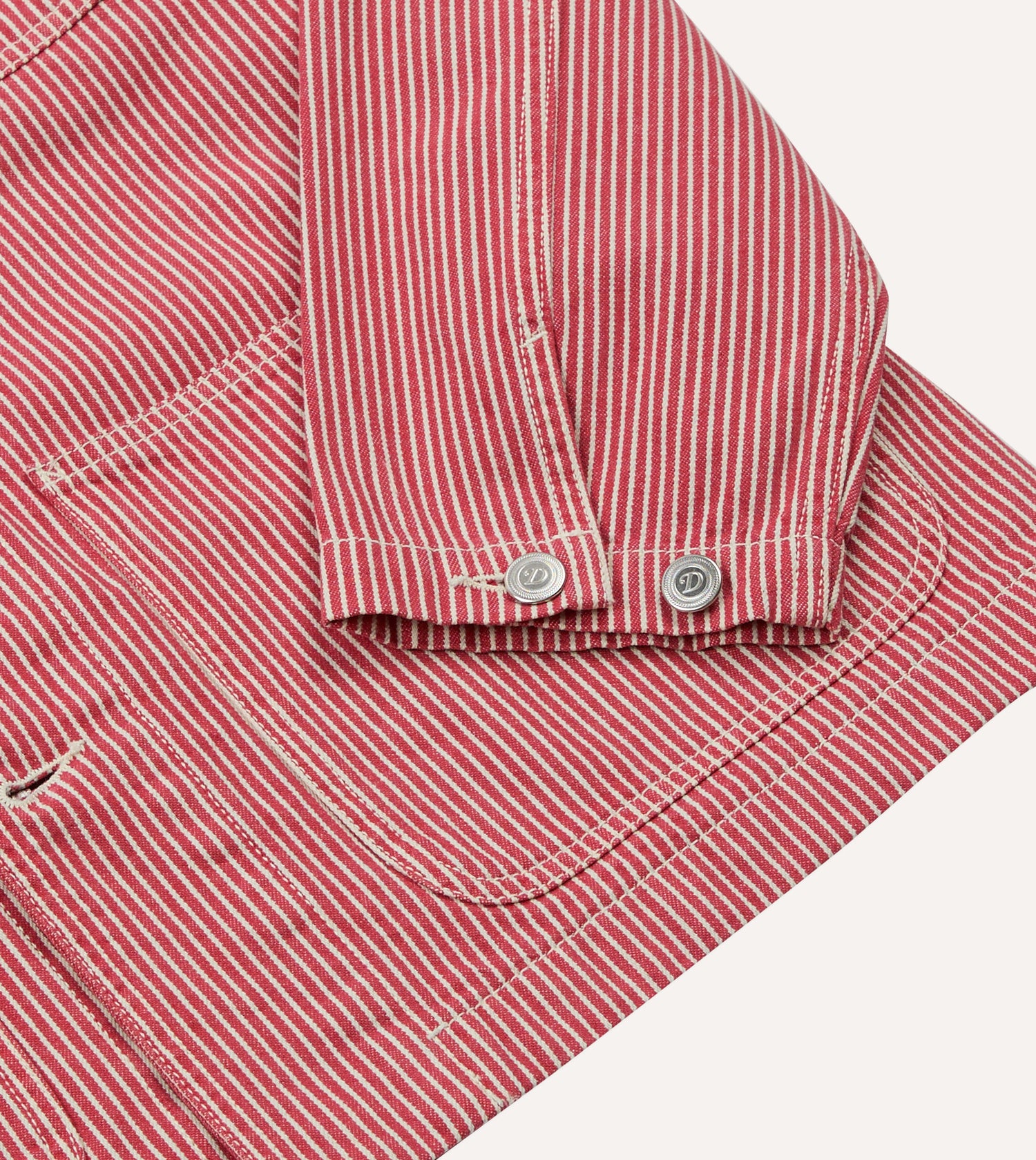 Red Stripe Cotton Fatigue Jacket