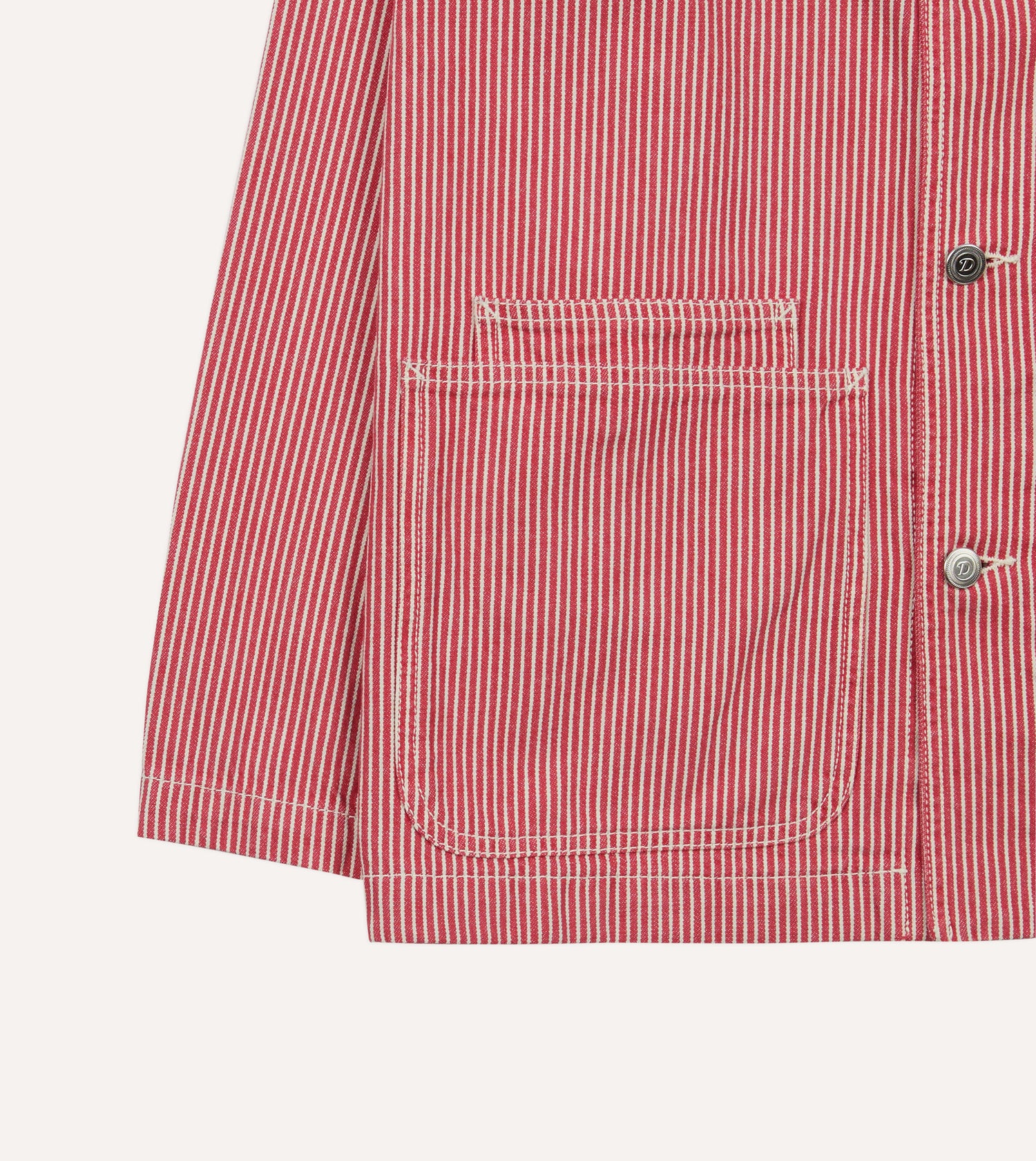 Red Stripe Cotton Fatigue Jacket