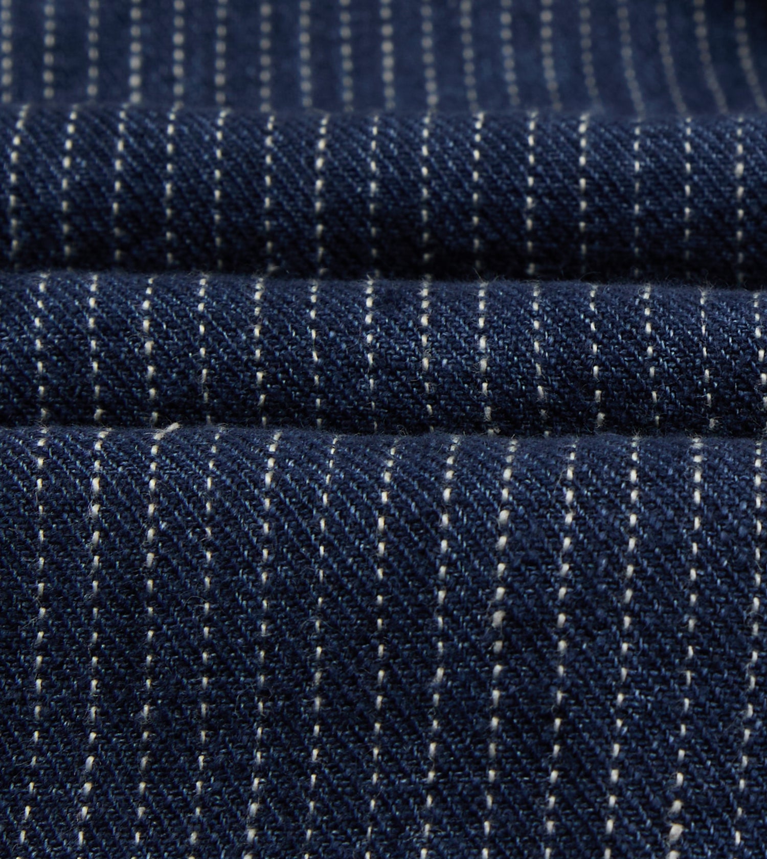 Indigo Stripe Linen Loop Button Chore Jacket