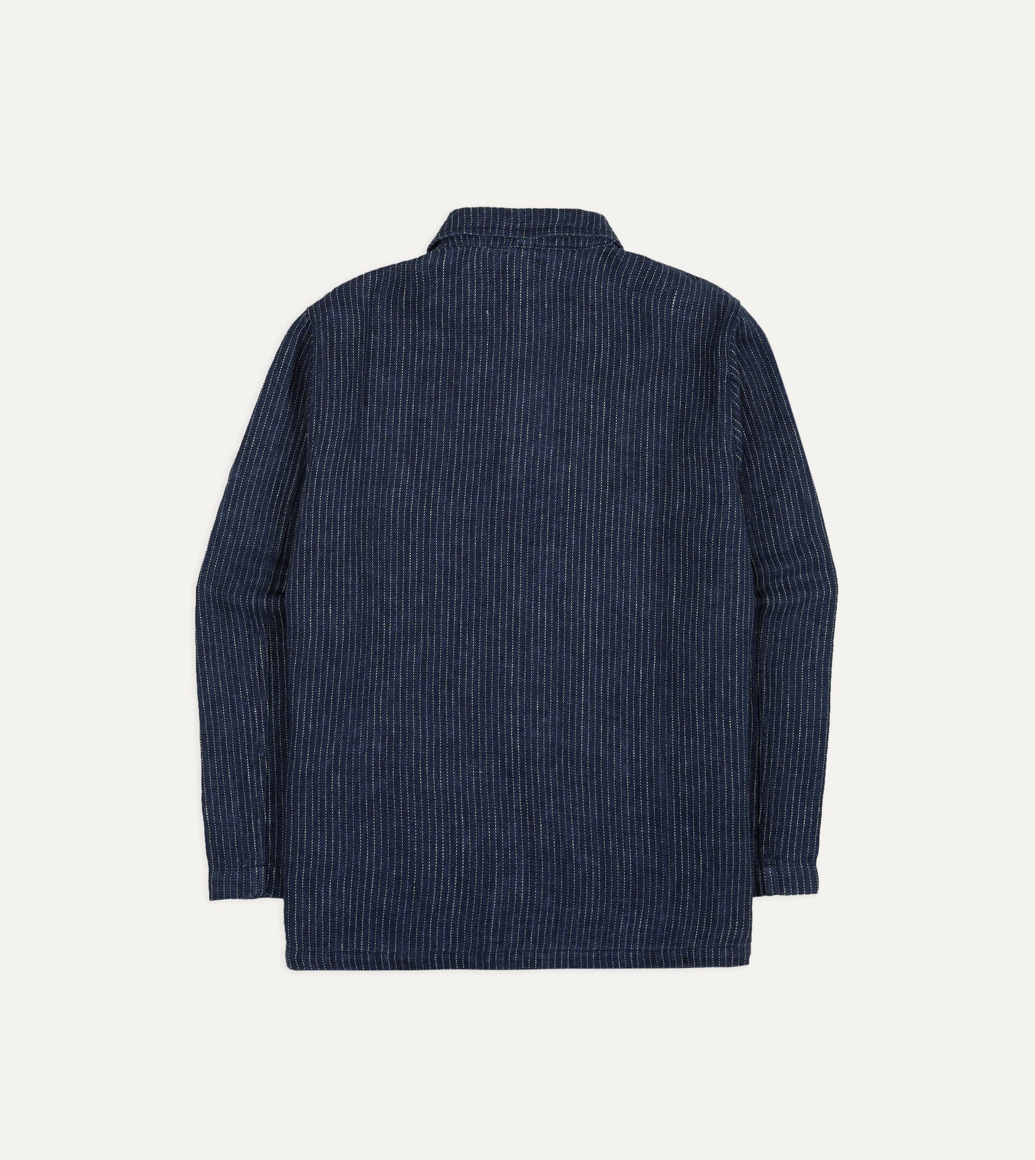 Indigo Stripe Linen Loop Button Chore Jacket