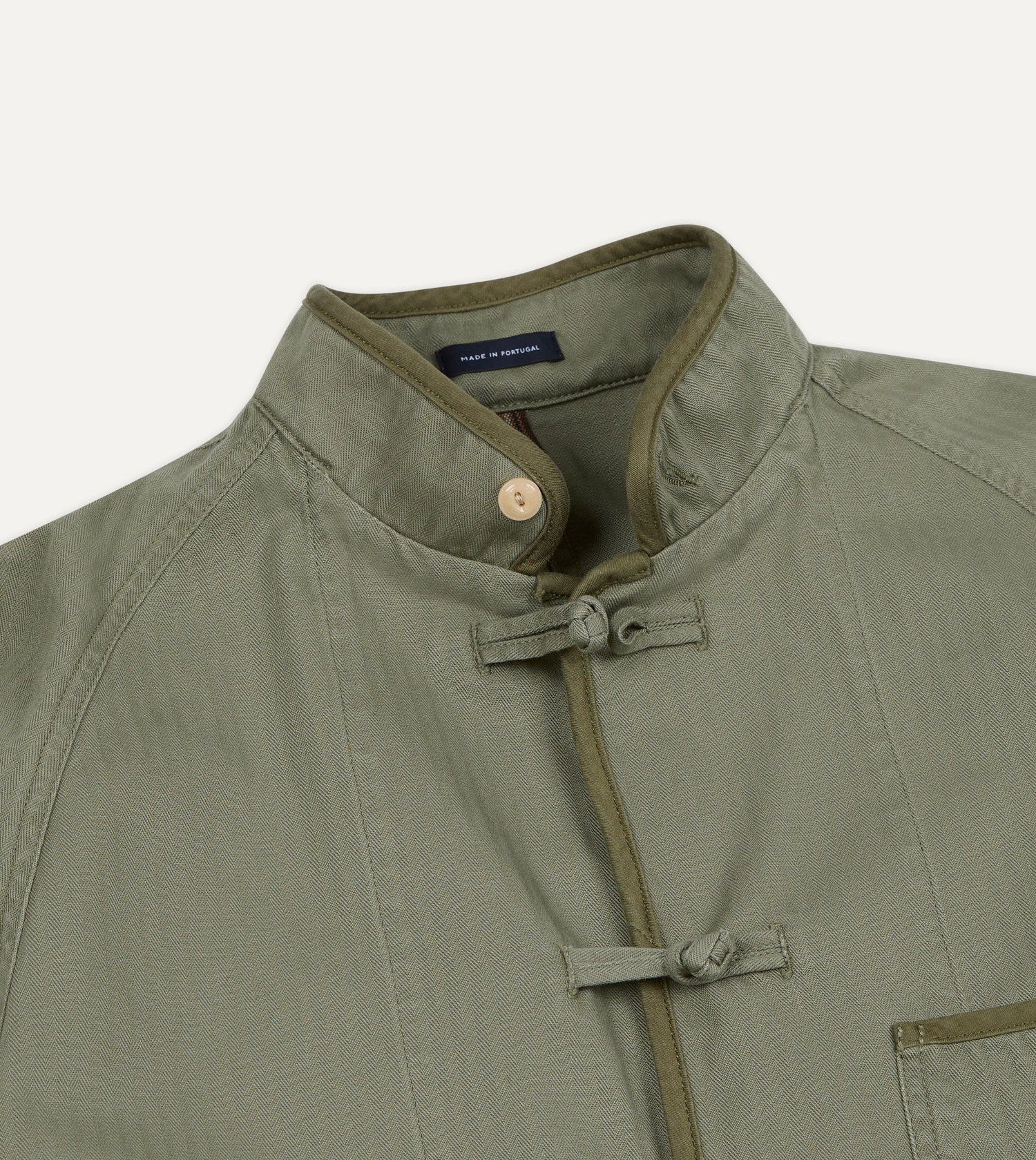 Olive Herringbone Cotton Artist Chore Jacket