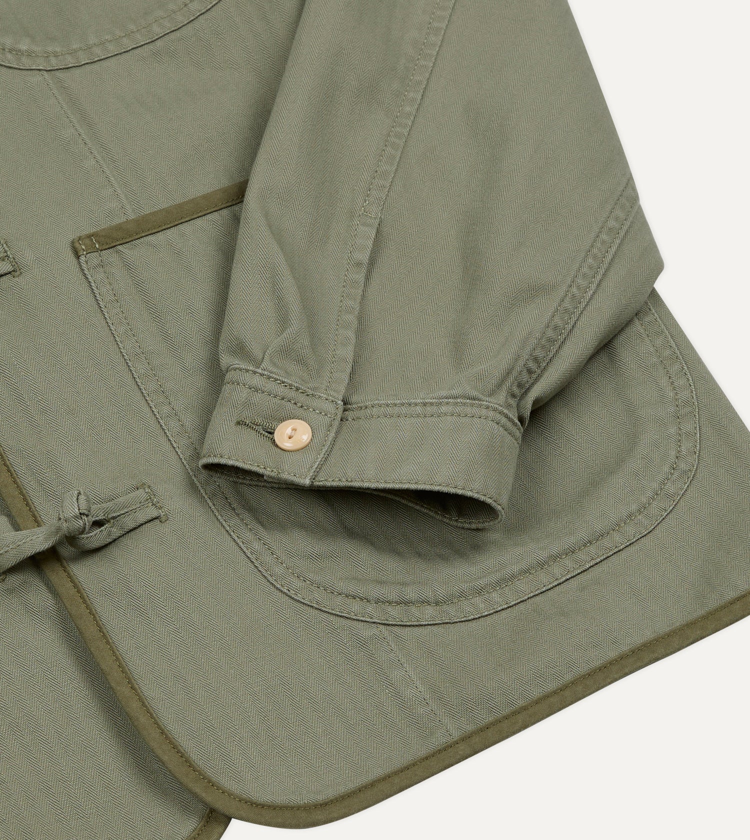 Olive Herringbone Cotton Artist Chore Jacket