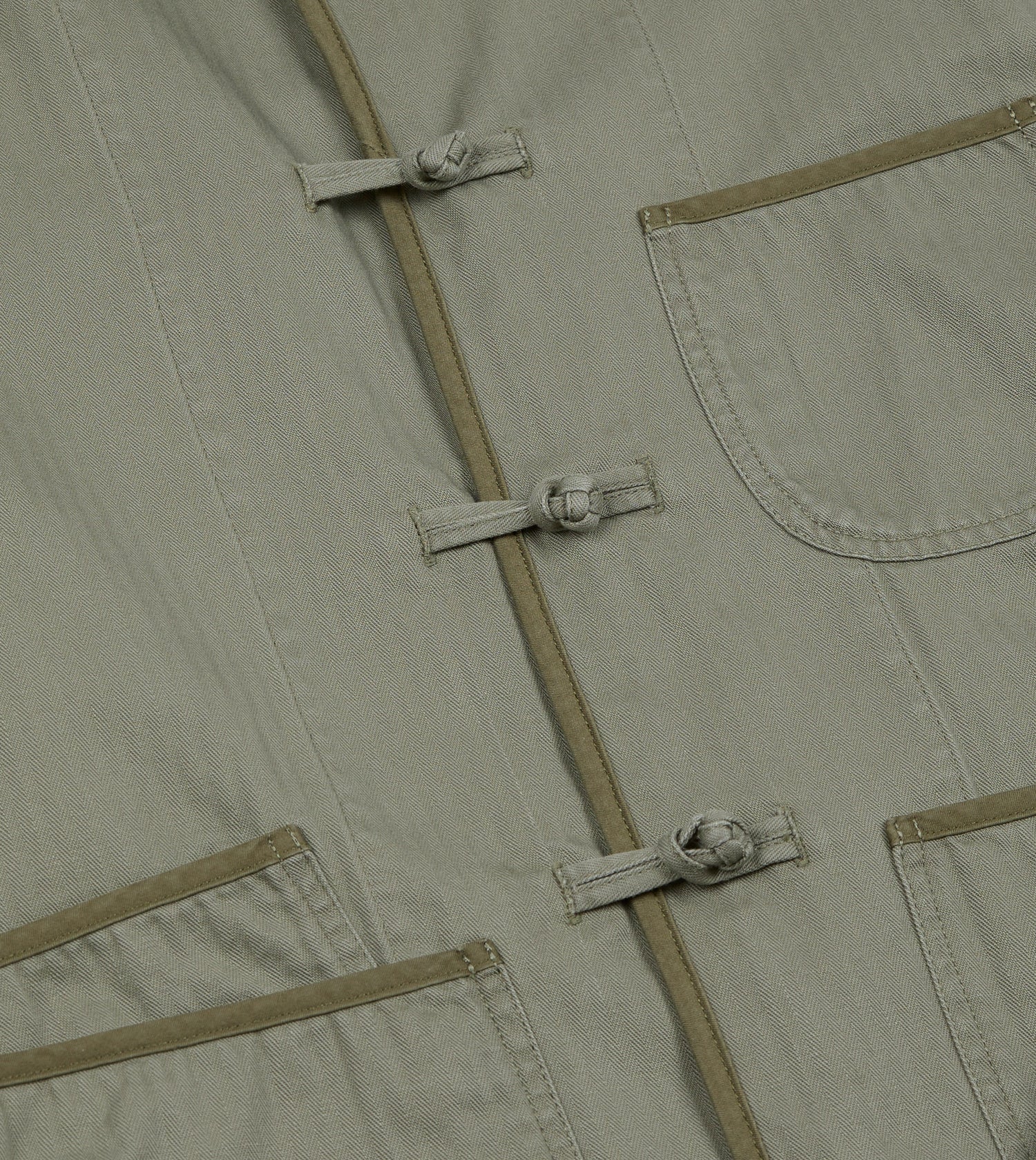 Olive Herringbone Cotton Artist Chore Jacket