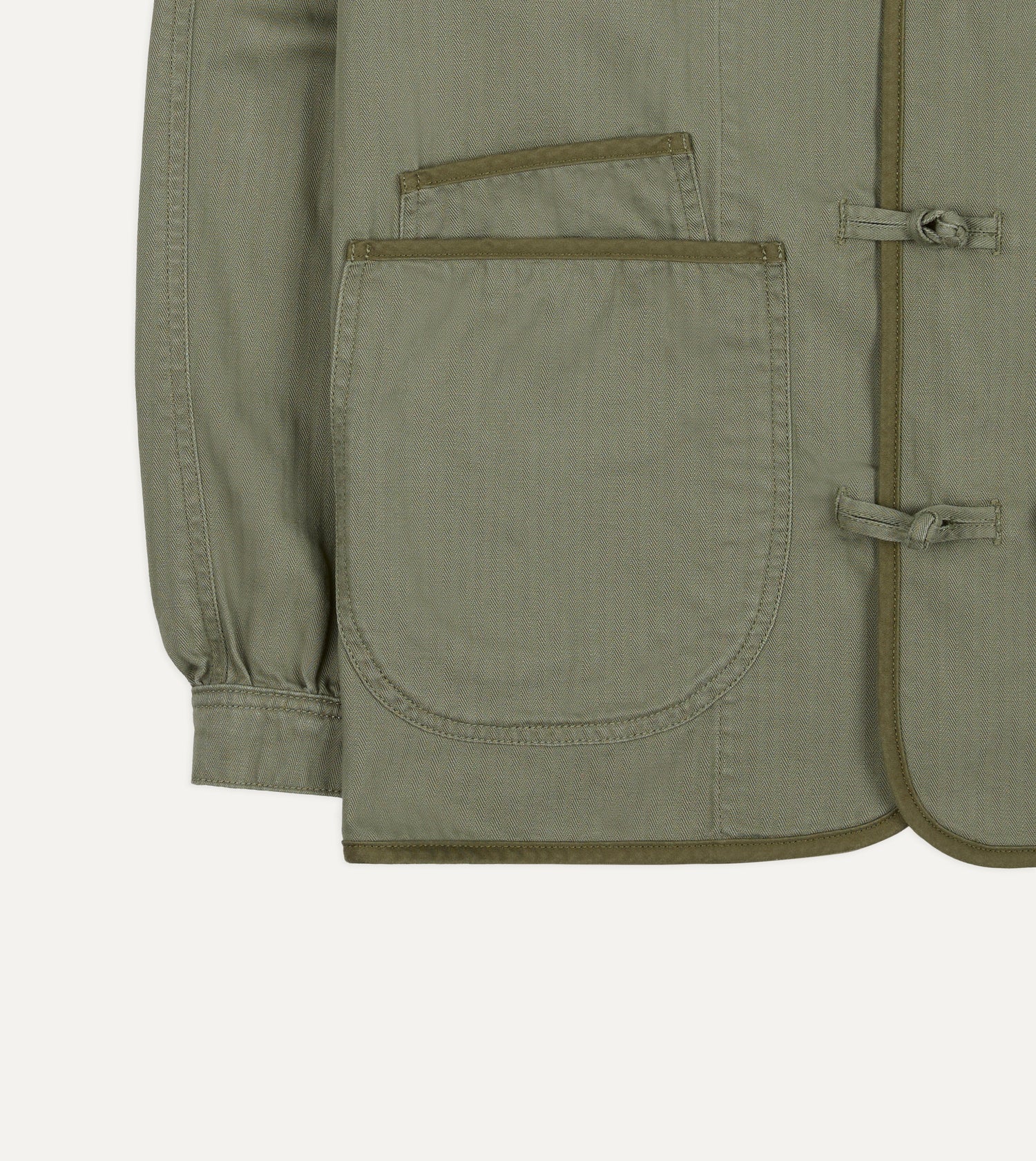 Olive Herringbone Cotton Artist Chore Jacket