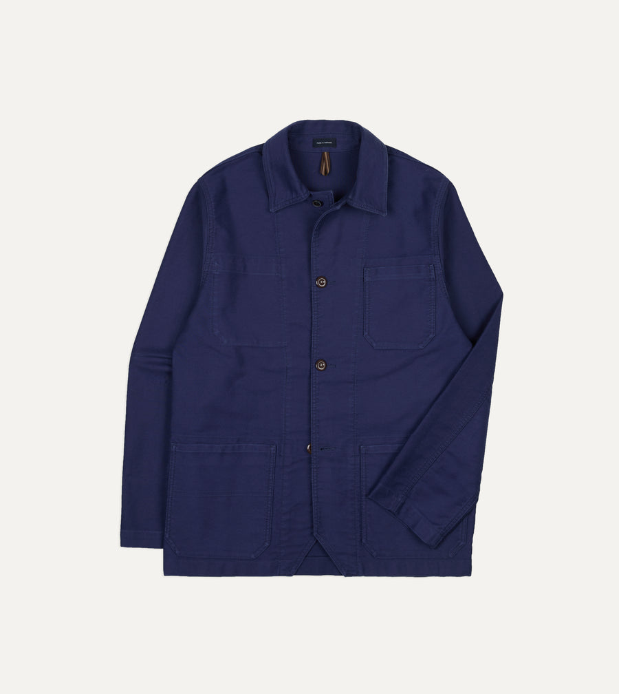 Navy Moleskin Mitred Chore Jacket