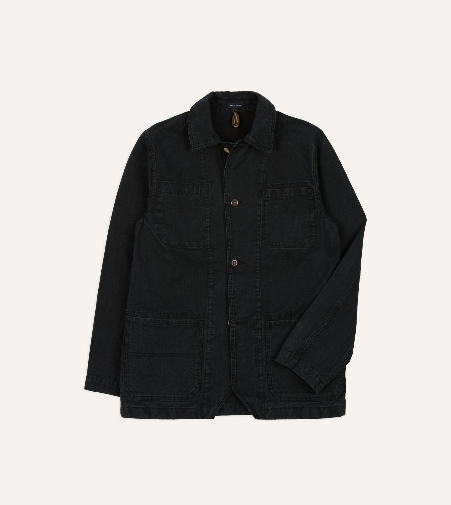 Black Twill Mitred Chore Jacket