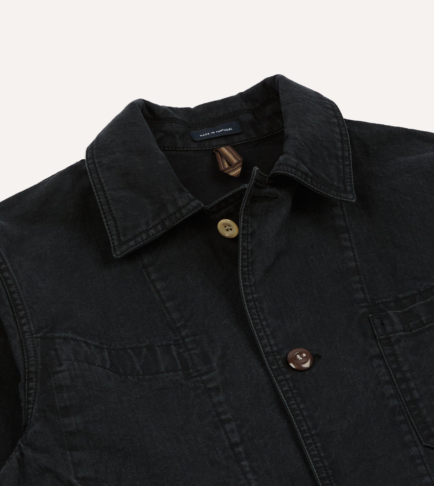 Black Twill Mitred Chore Jacket