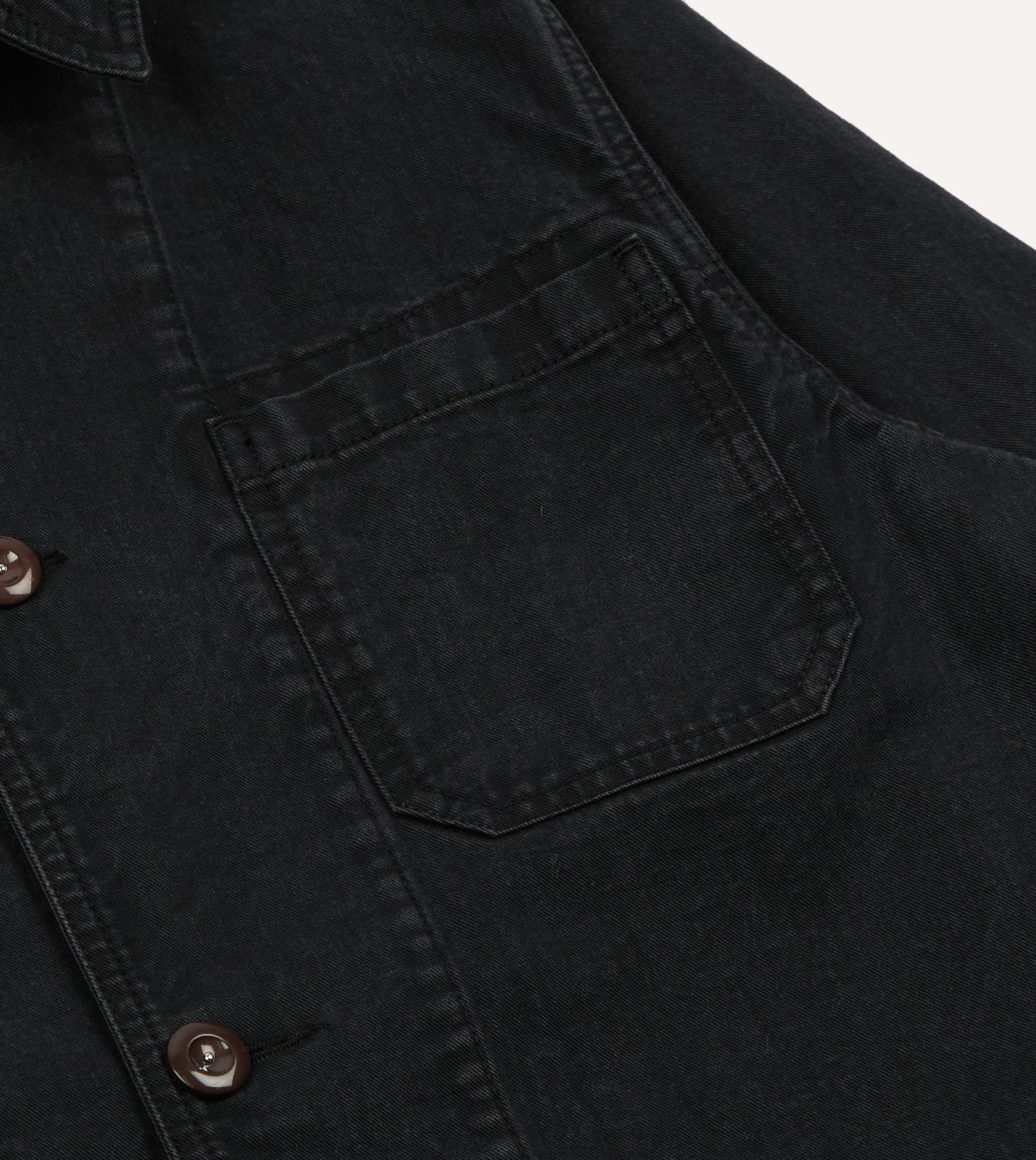 Black Twill Mitred Chore Jacket