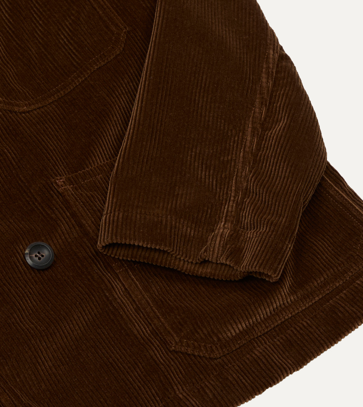 Brown Corduroy Double-Breasted Chore Coat