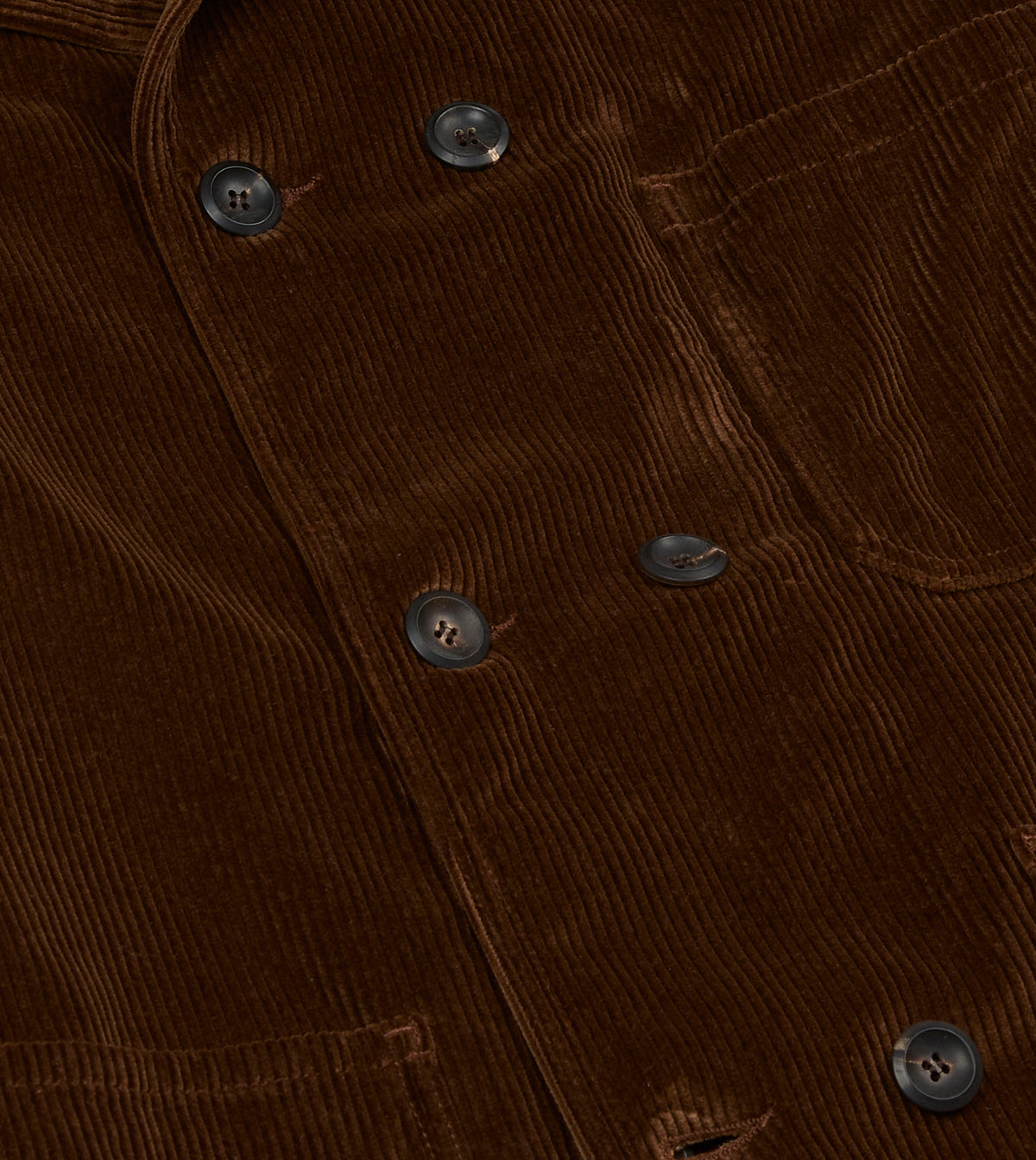 Brown Corduroy Double-Breasted Chore Coat