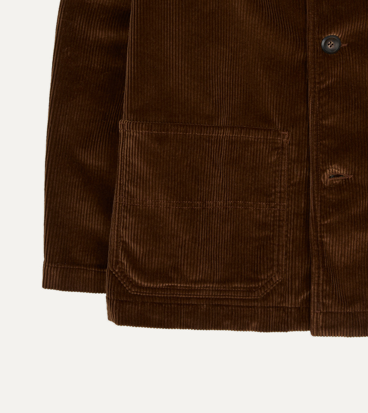 Brown Corduroy Double-Breasted Chore Coat