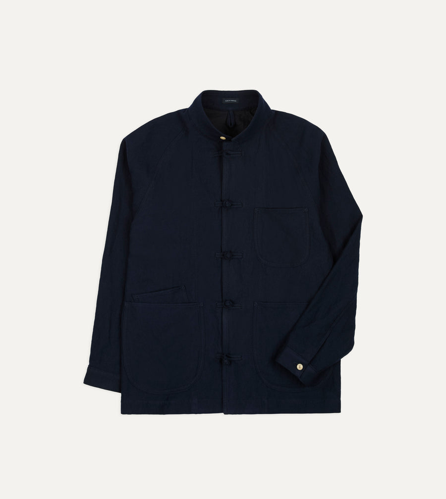 Navy Wool-Cotton Artist Chore Jacket