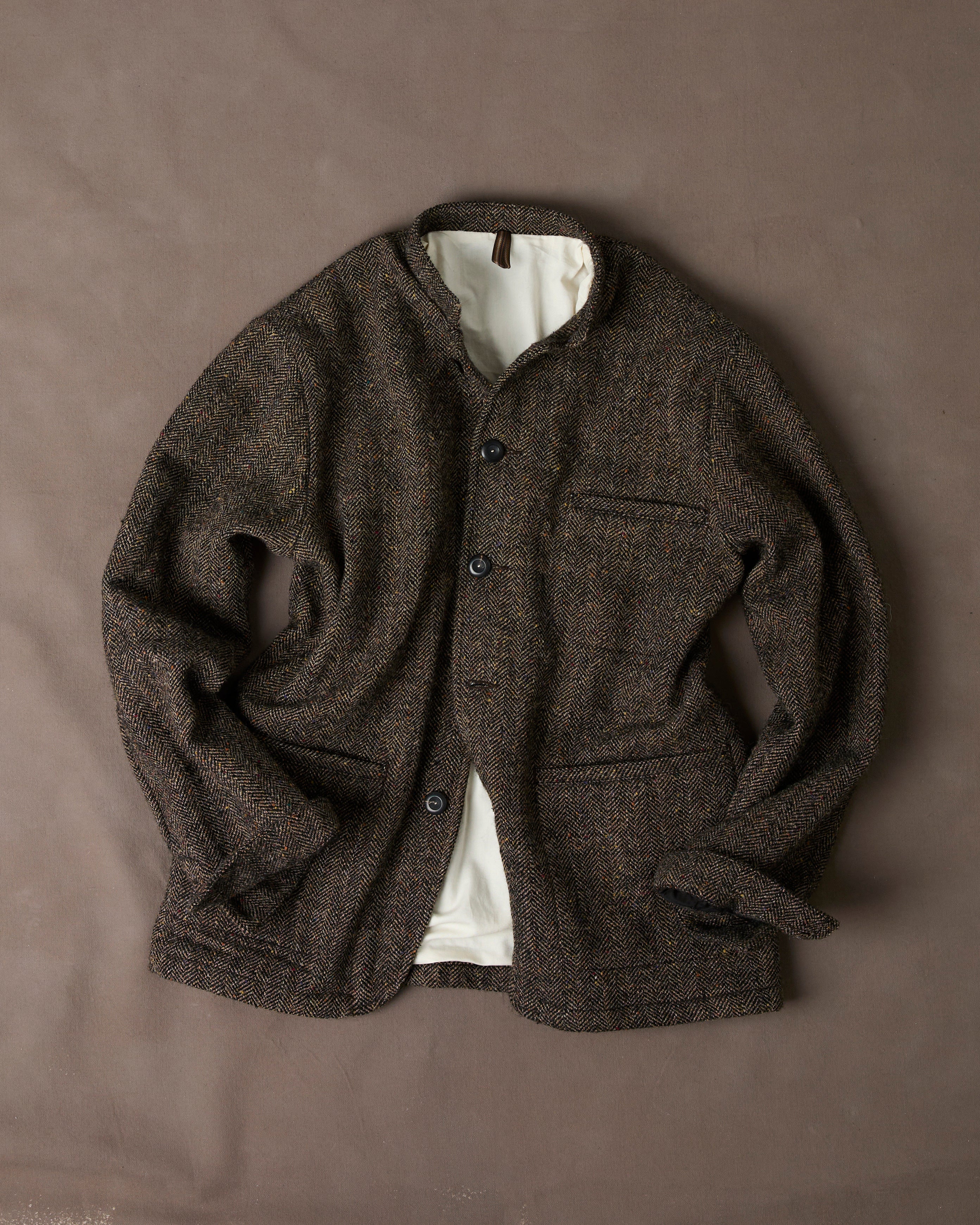 Brown Herringbone Tweed Woodward Jacket – Drakes US