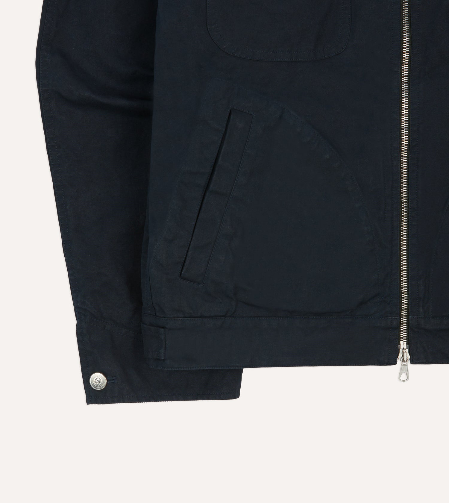 Drake's by A. Levine Navy Waxed Cotton Trucker Jacket