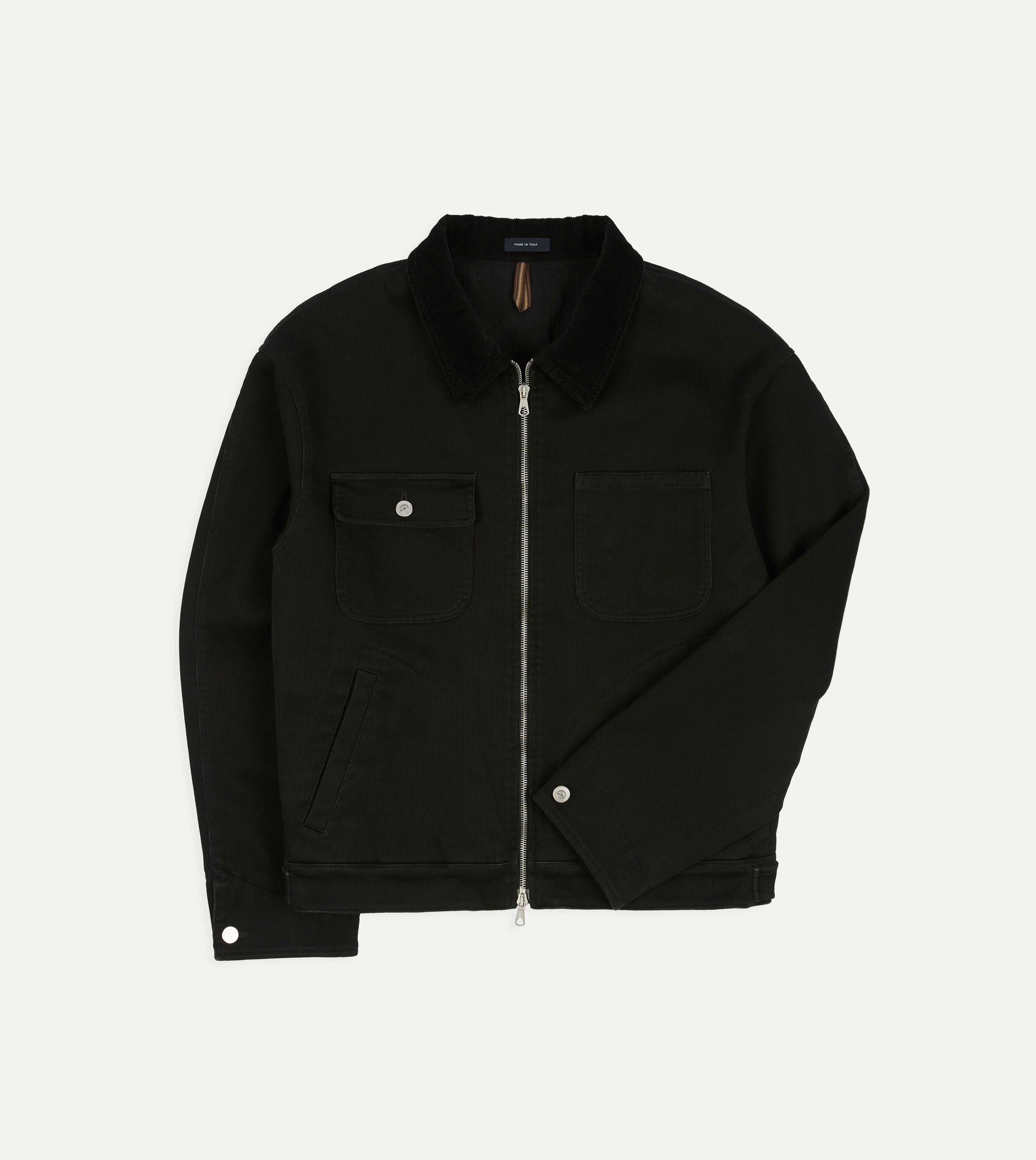 Drake's by A. Levine Black Cotton Trucker Jacket