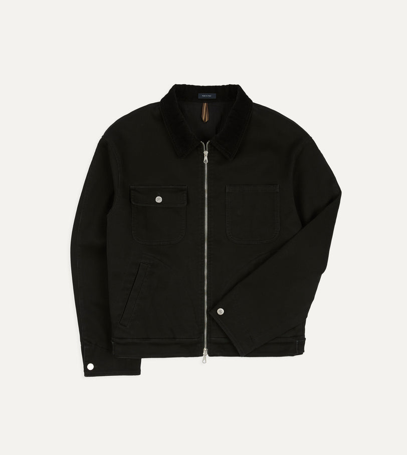 Drake's by A. Levine Black Cotton Trucker Jacket
