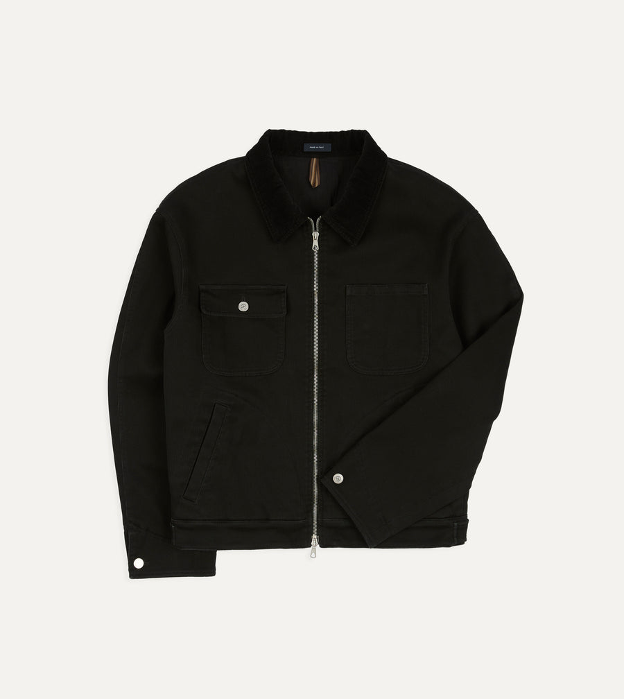 Drake's by A. Levine Black Cotton Trucker Jacket