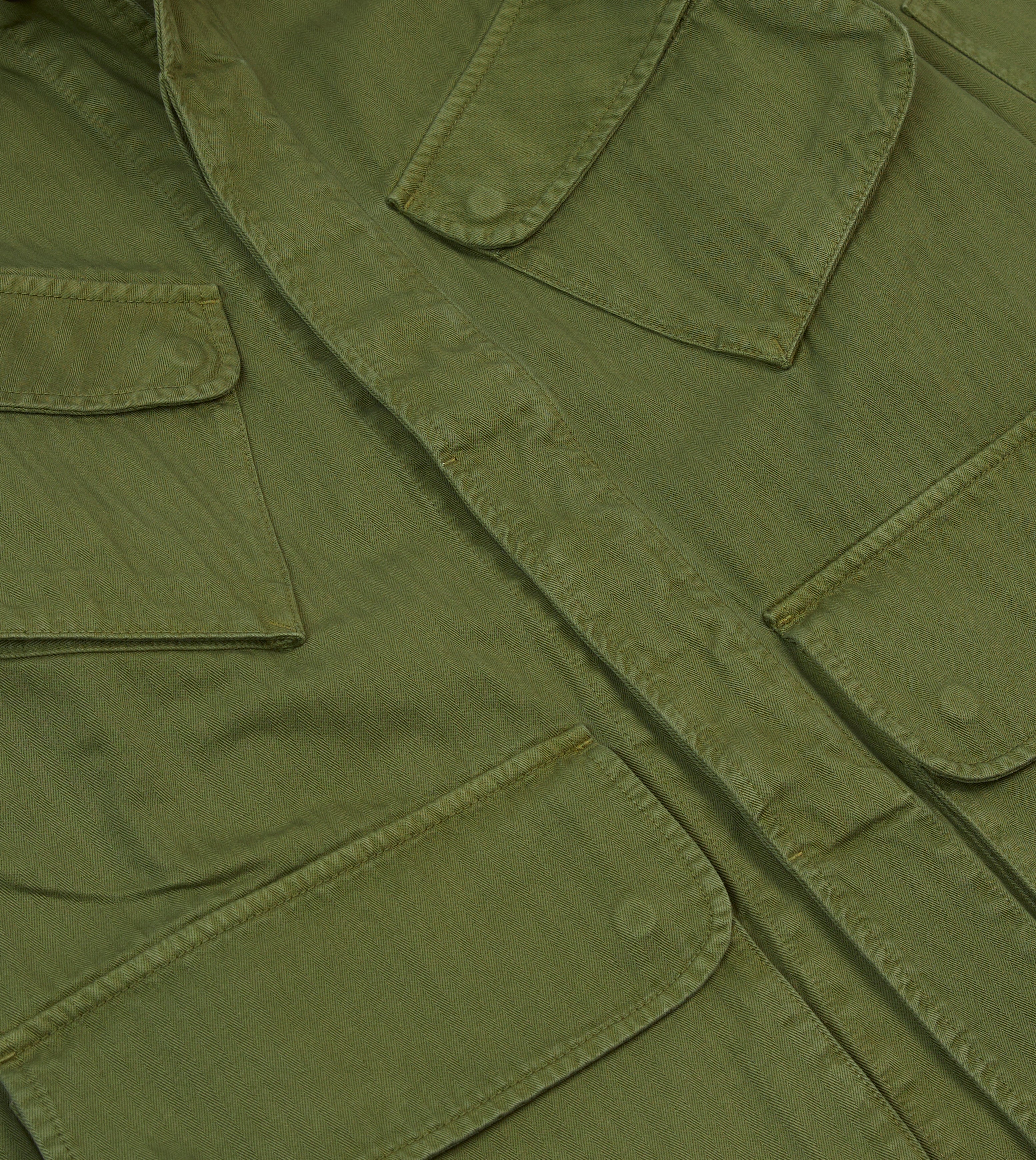 Olive Herringbone Cotton Jungle Jacket – Drakes US